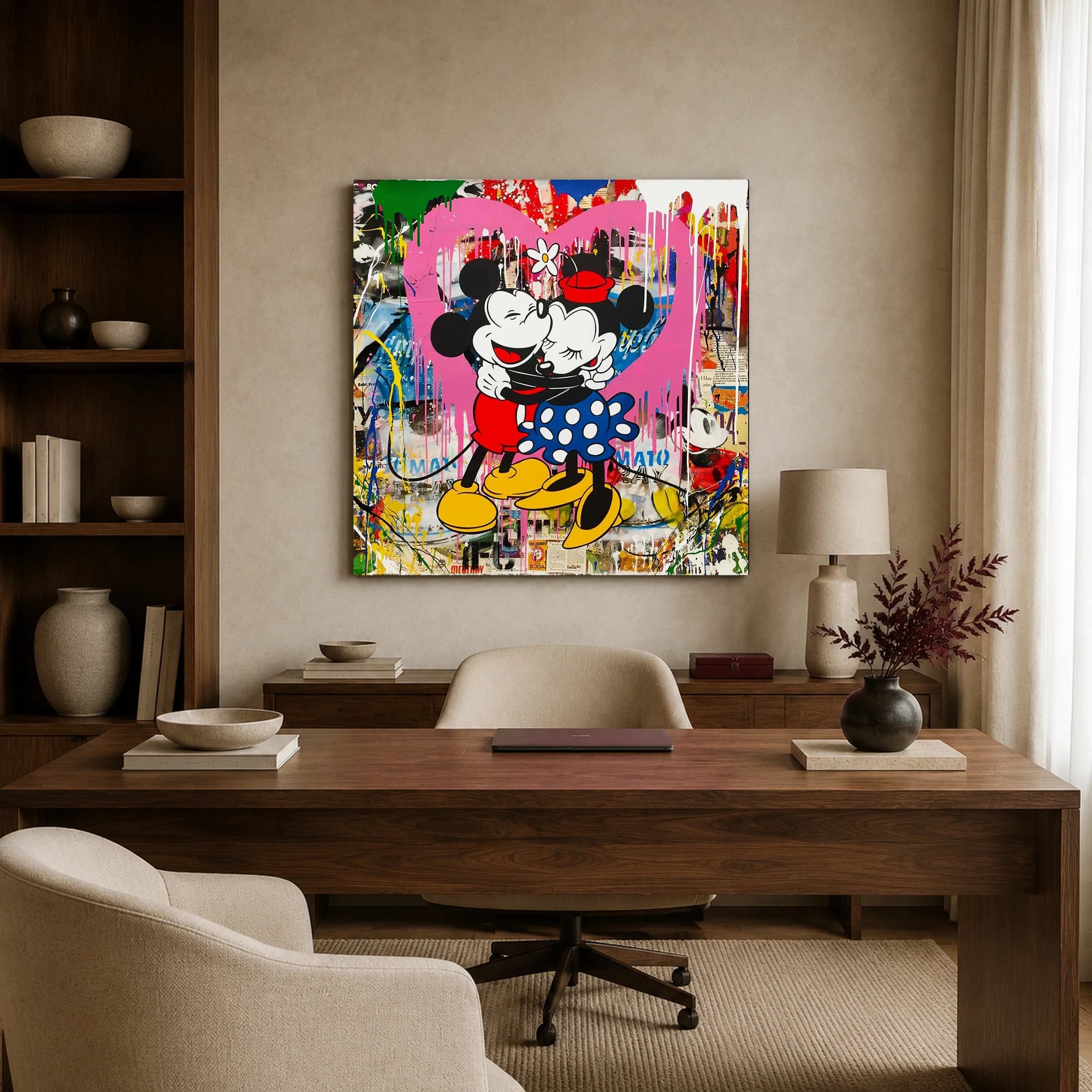 Mickey and Minnie Pop Art Canvas Print - Urban Romance Wall Art, view 3