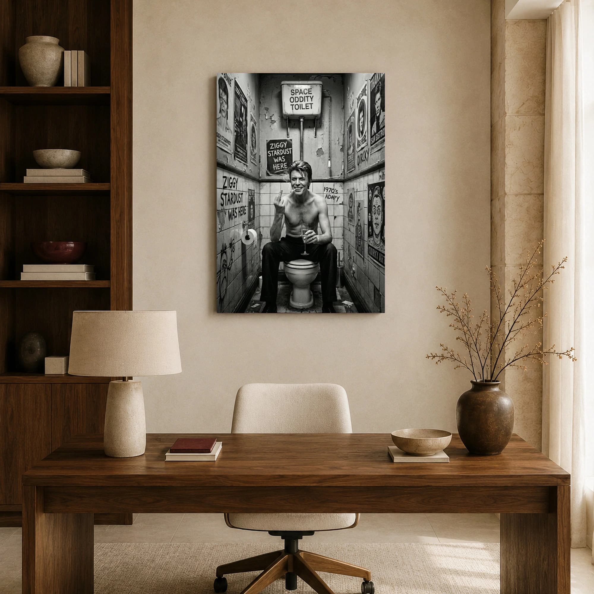 Ziggy Stardust Bathroom Toilet Parody Canvas Art, view 8