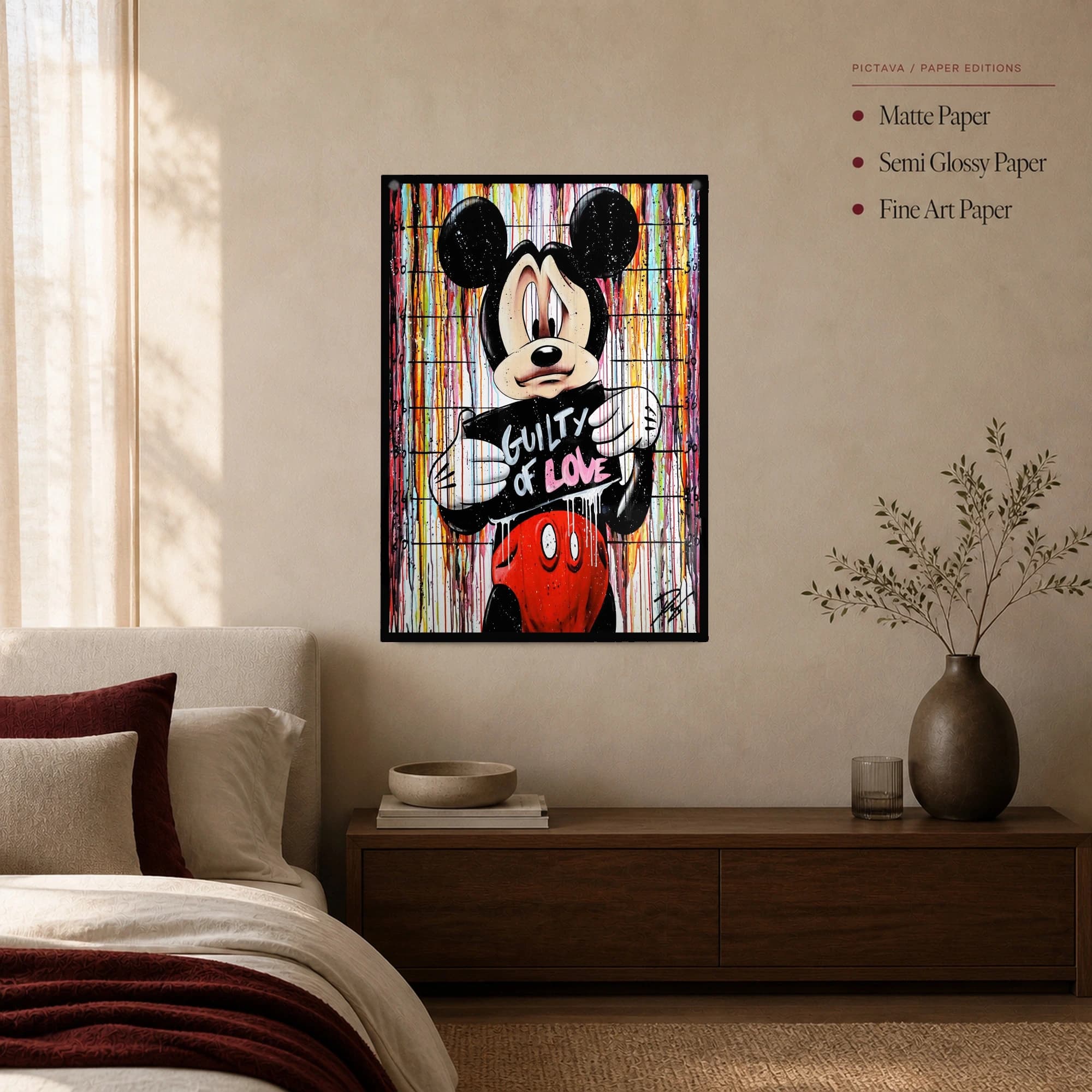 Guilty of Love Mickey Mouse Pop Art Canvas Print, view 3