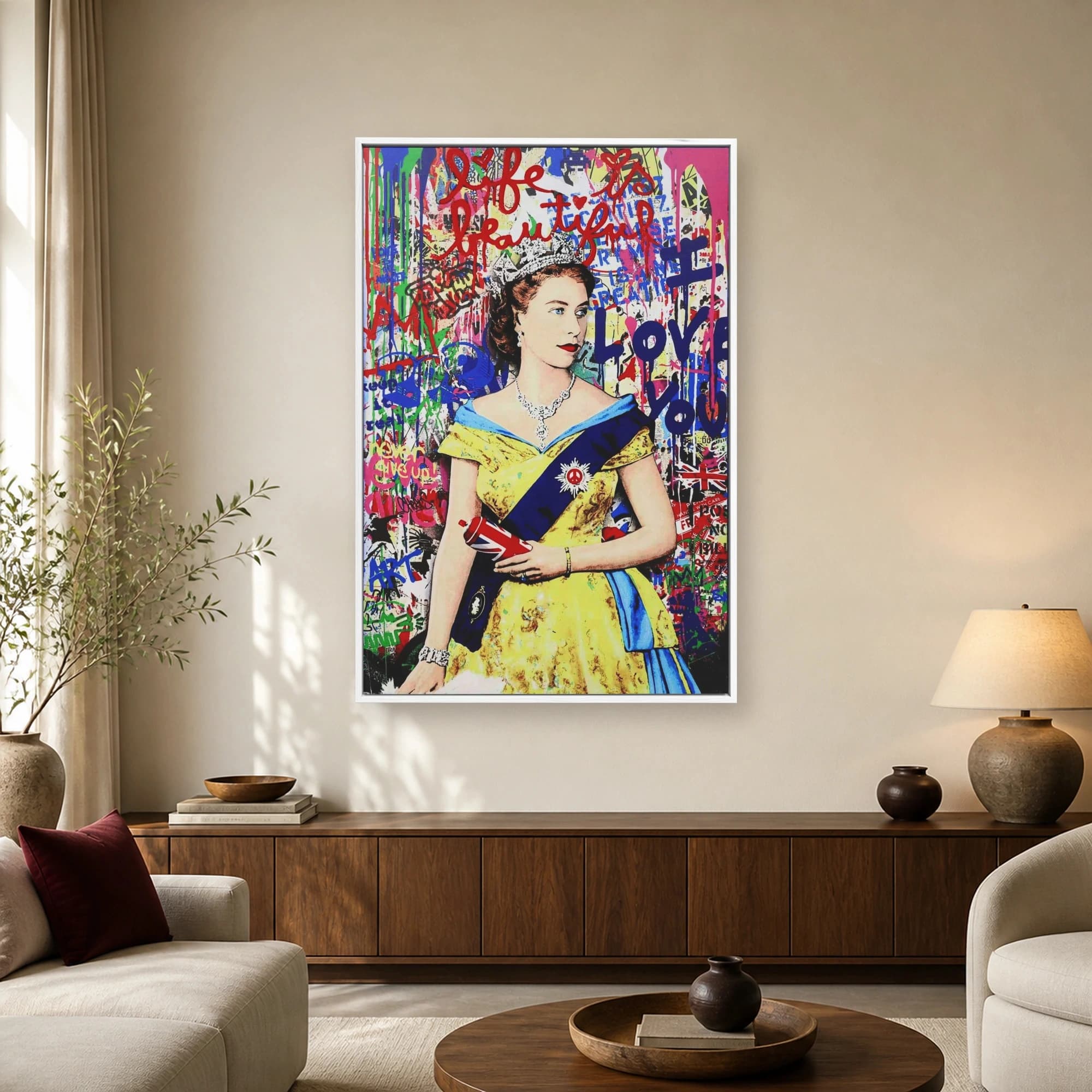 Life Is Beautiful Queen Pop Art Canvas Print, view 2