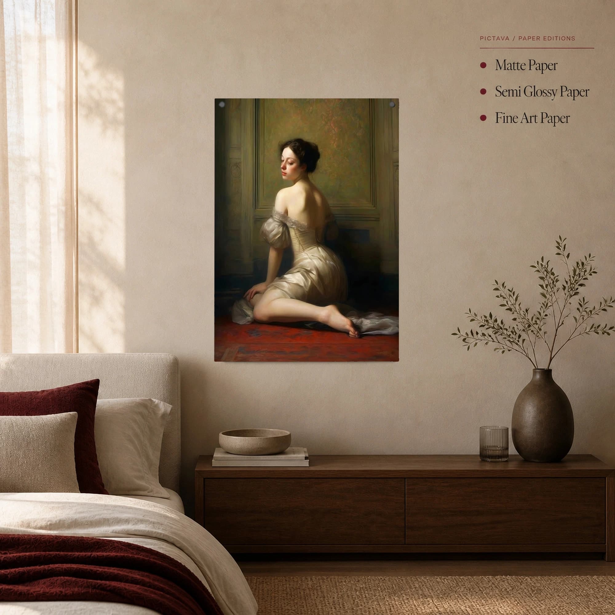 Elegance in Repose Neoclassical Portrait Canvas Print, view 2