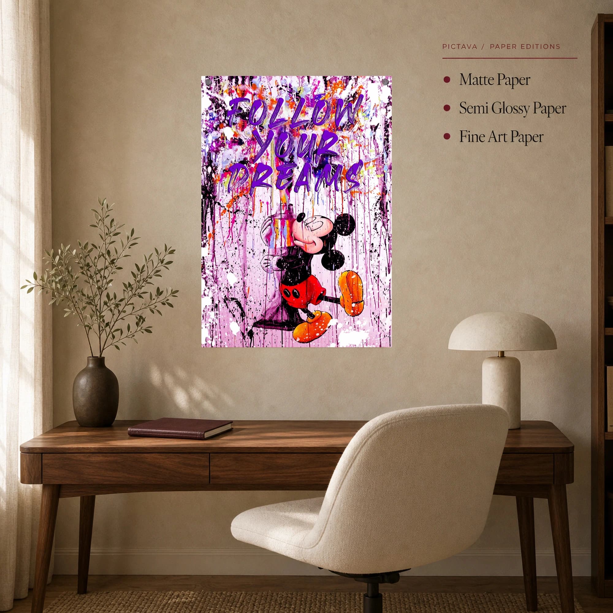 Follow Your Dreams Mickey Mouse Street Art Canvas Print, view 7