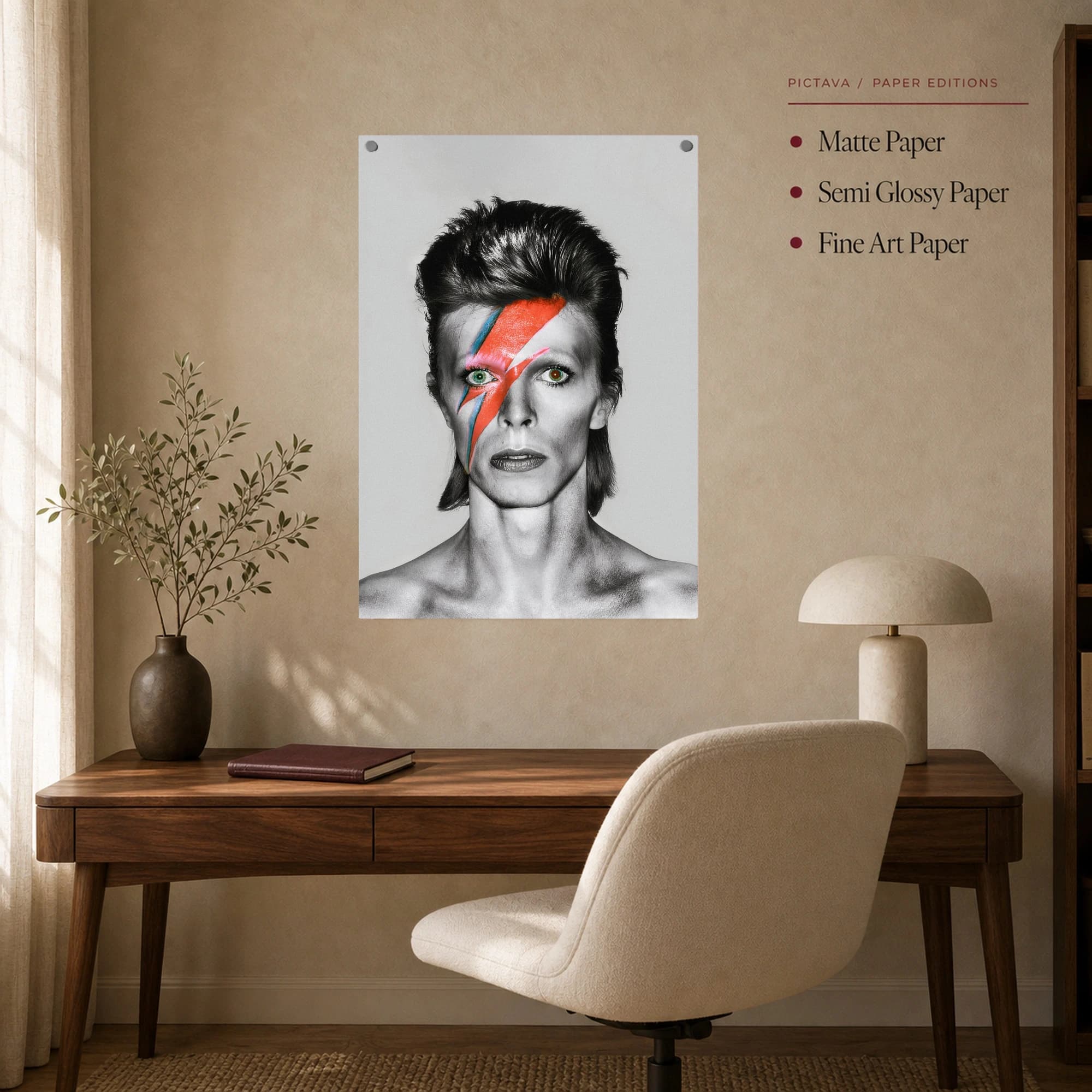 David Bowie Lightning Bolt Portrait Canvas Print, view 7