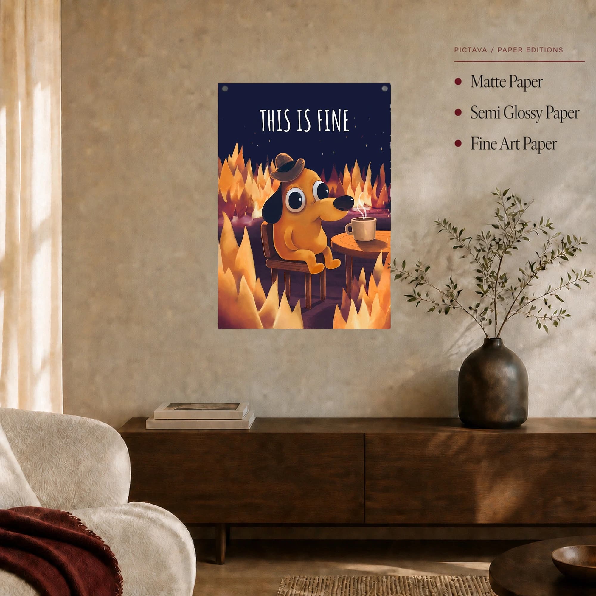 This Is Fine Dog Meme Wall Art, view 4