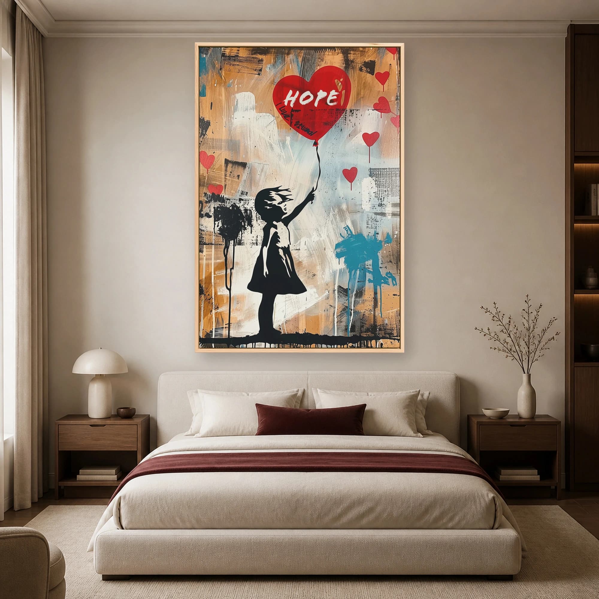 Hope Balloon Girl Urban Street Art Canvas Print, view 3
