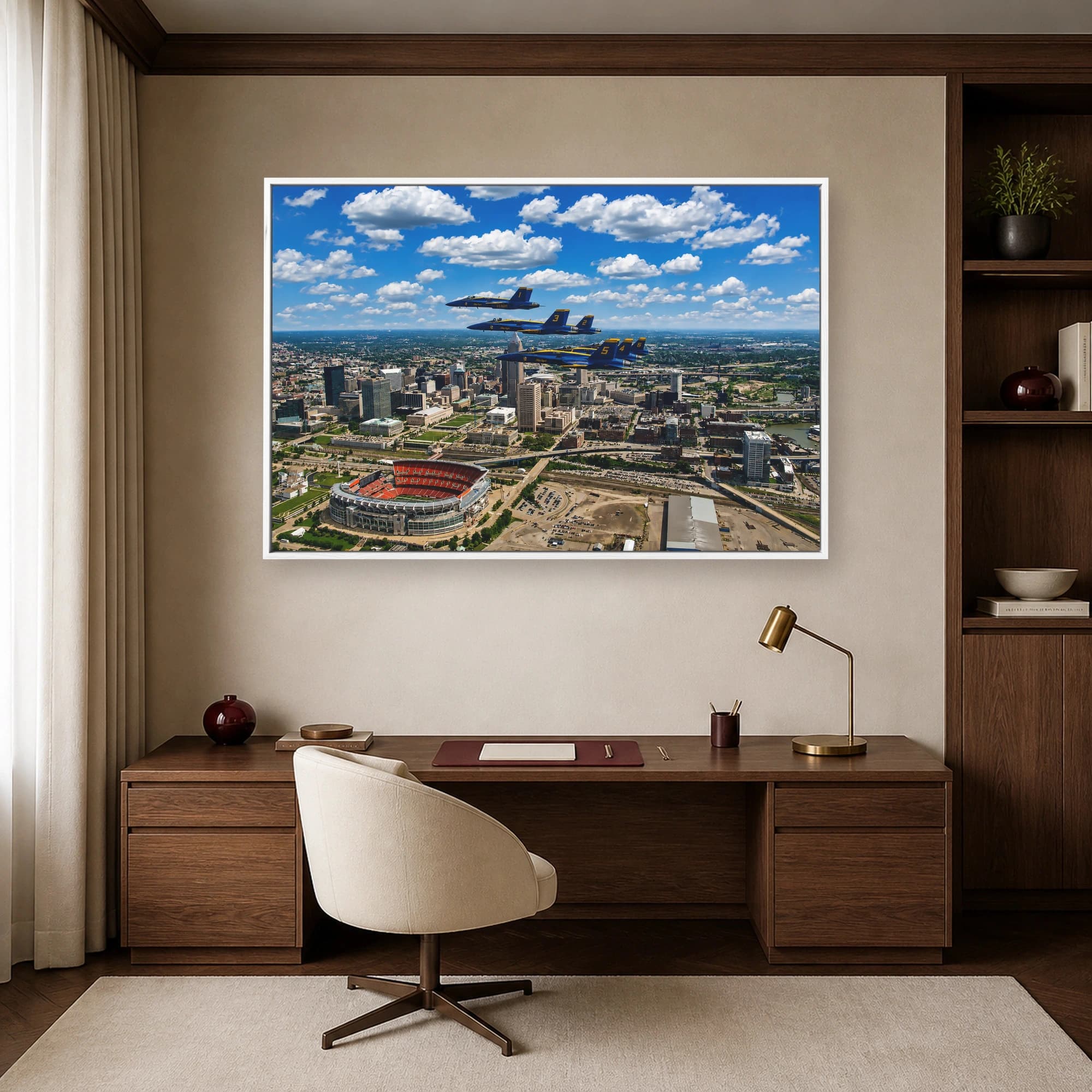 Blue Angels Flyover Cincinnati Skyline Canvas Print, view 6