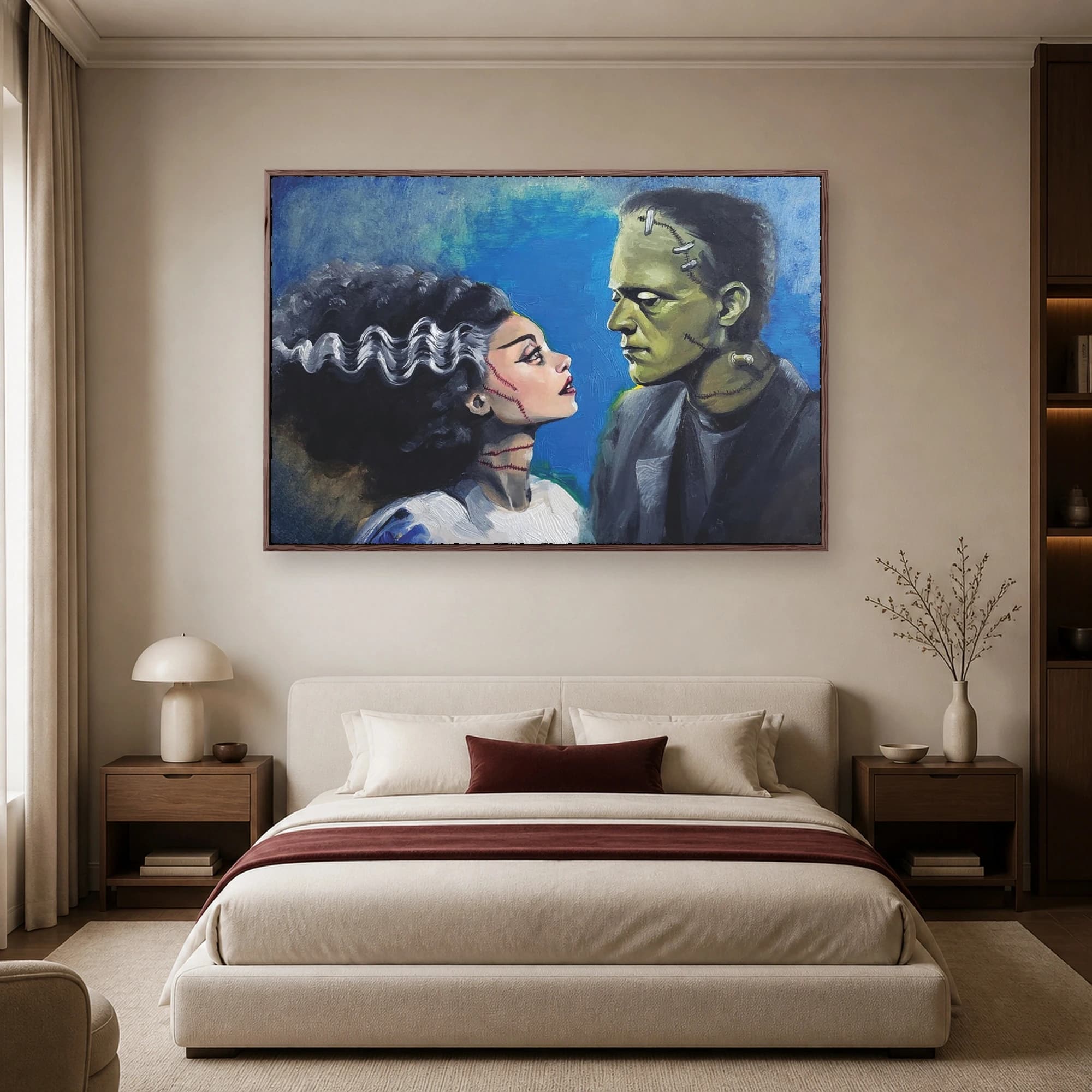 Frankenstein and Bride Romantic Portrait Canvas Print, view 5