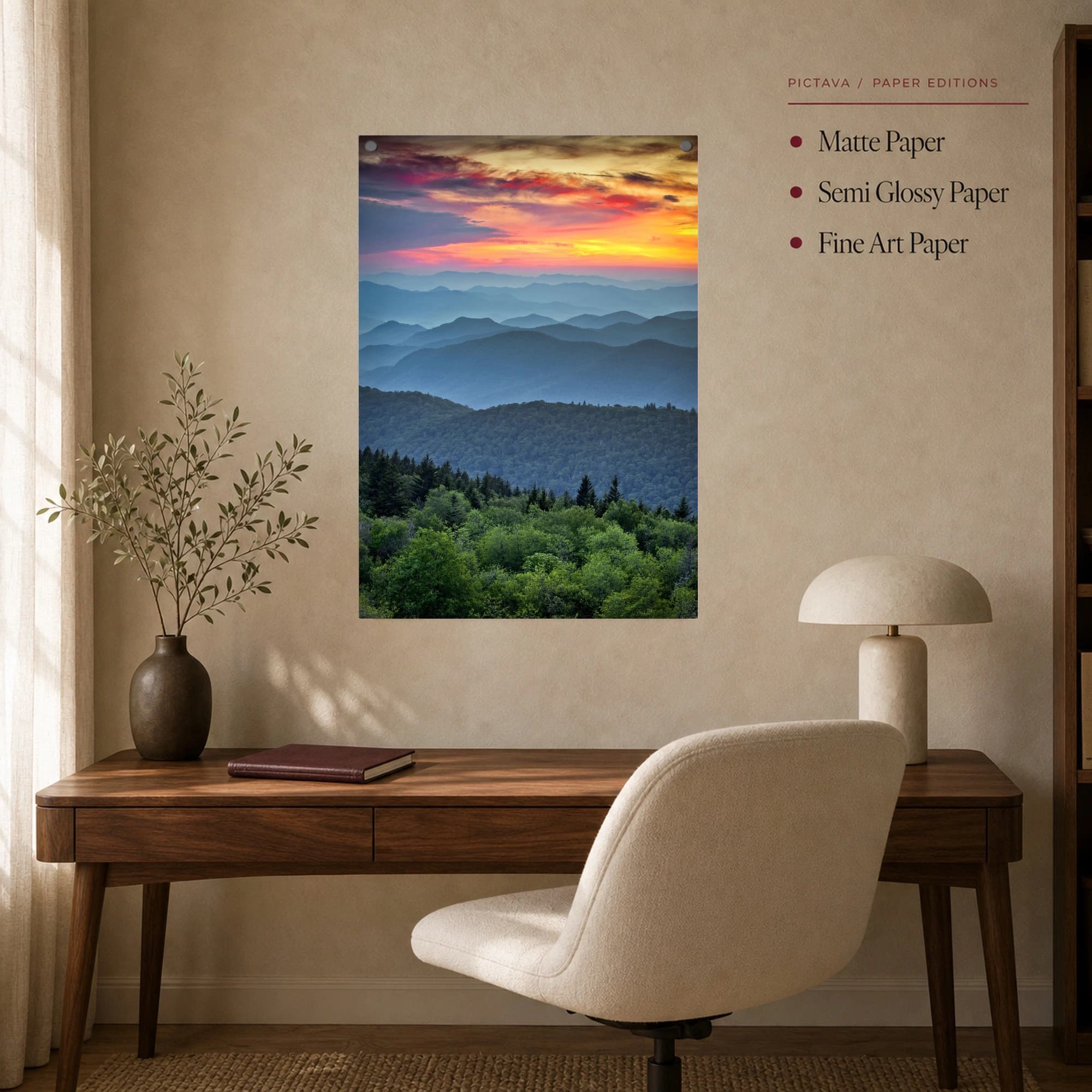 Sunset Over Blue Ridge Mountains Vertical Fine Art Print, view 8