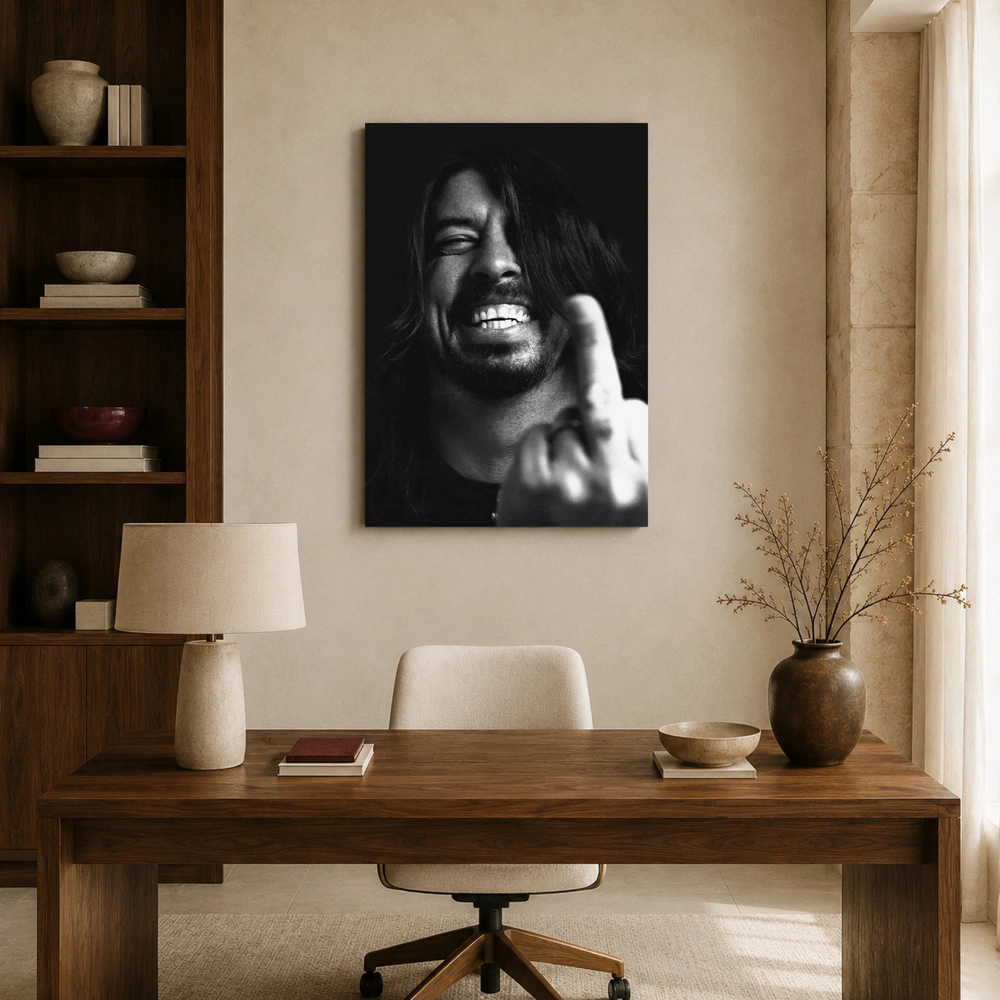Dave Grohl Black and White Portrait Canvas Print, view 8