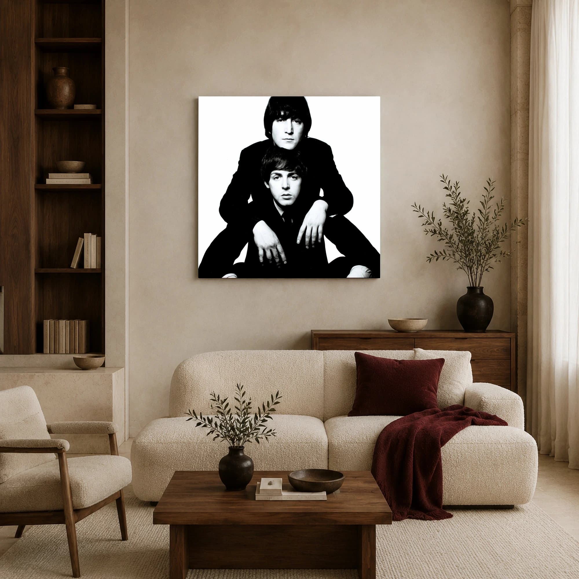 John Lennon and Paul McCartney Iconic Black and White Portrait, view 3