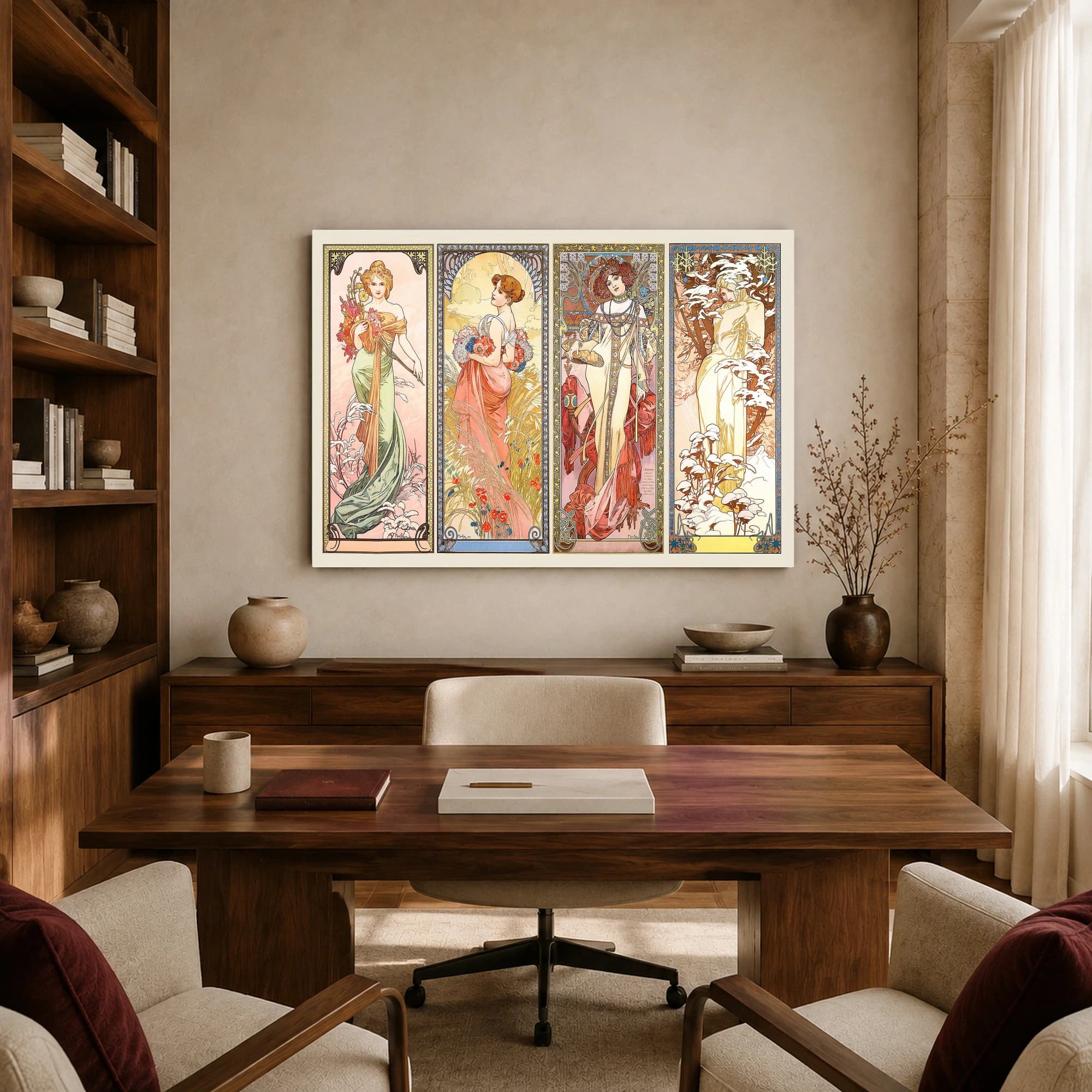 The Four Seasons Art Nouveau Vintage Wall Art by Alphonse Mucha, view 8