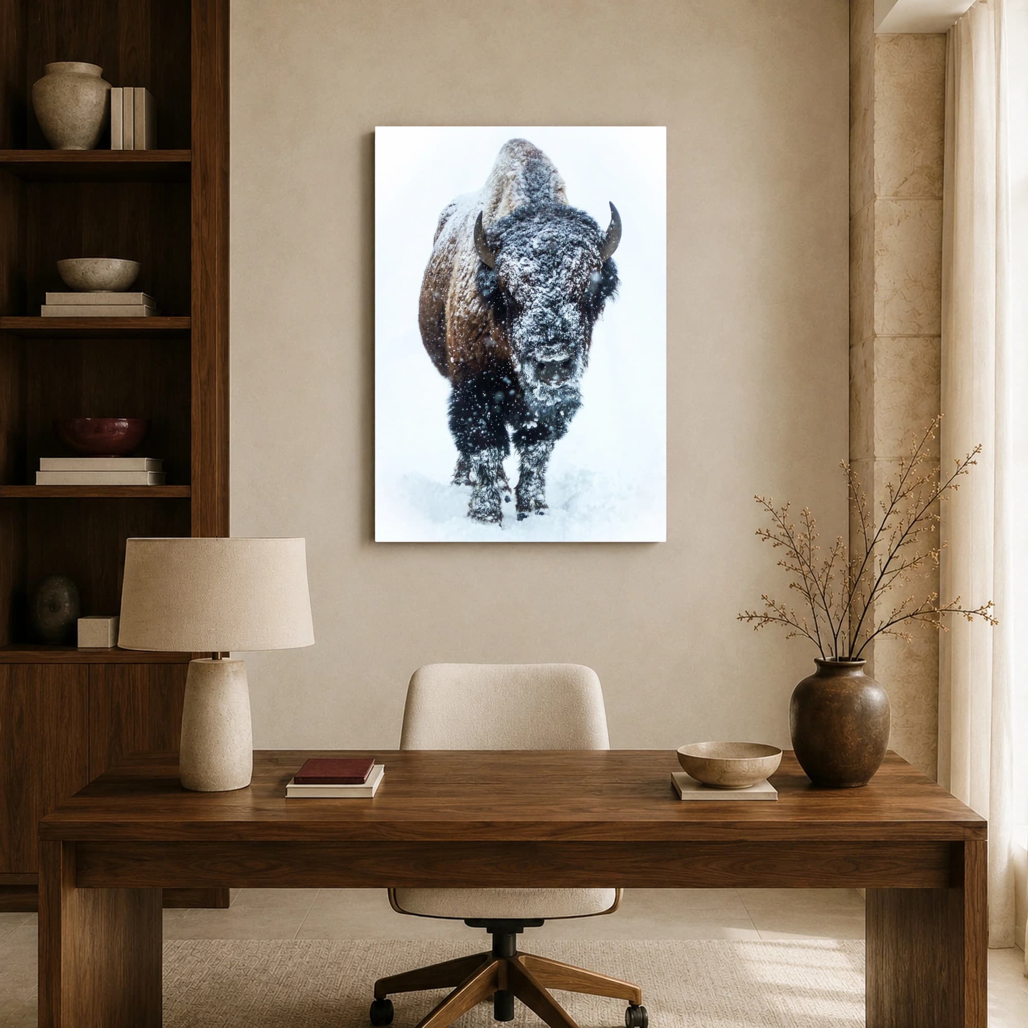 Frost-Covered Bison in Snow Wall Art, view 8