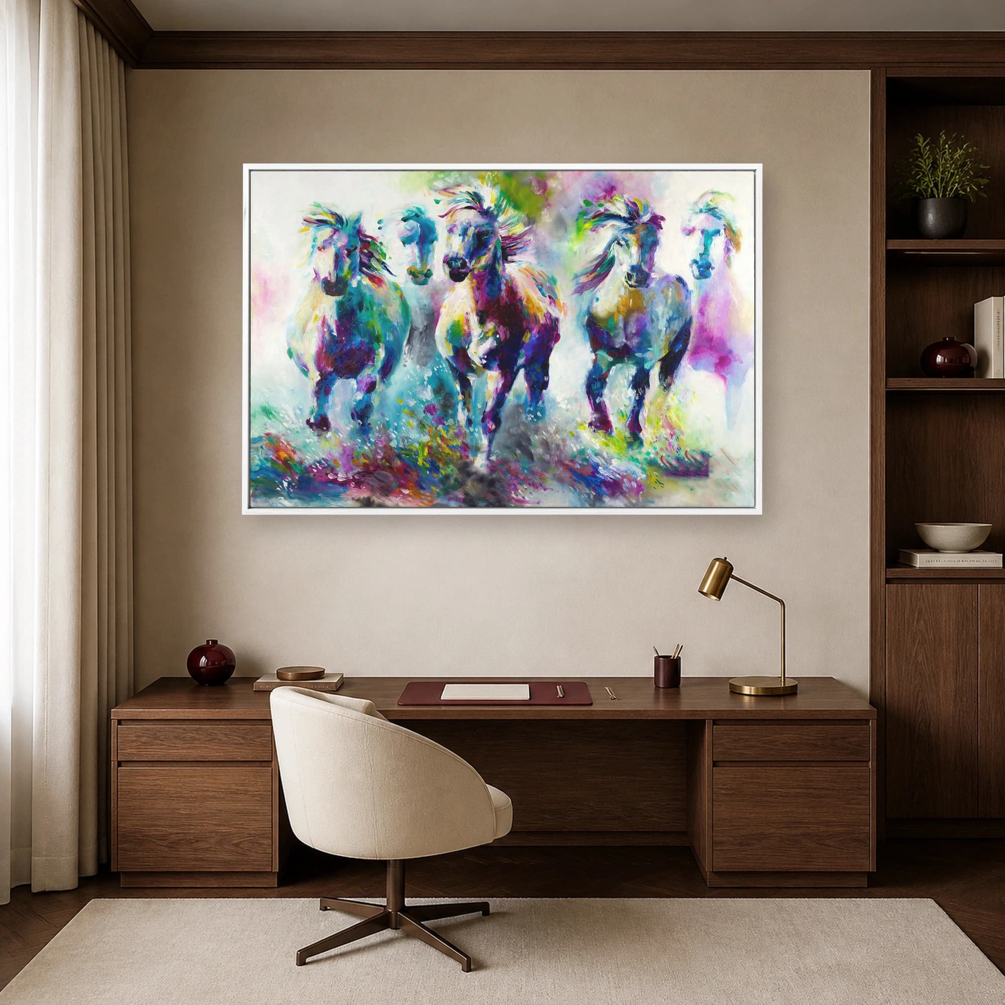 Colorful Running Horses Abstract Canvas Print, view 4