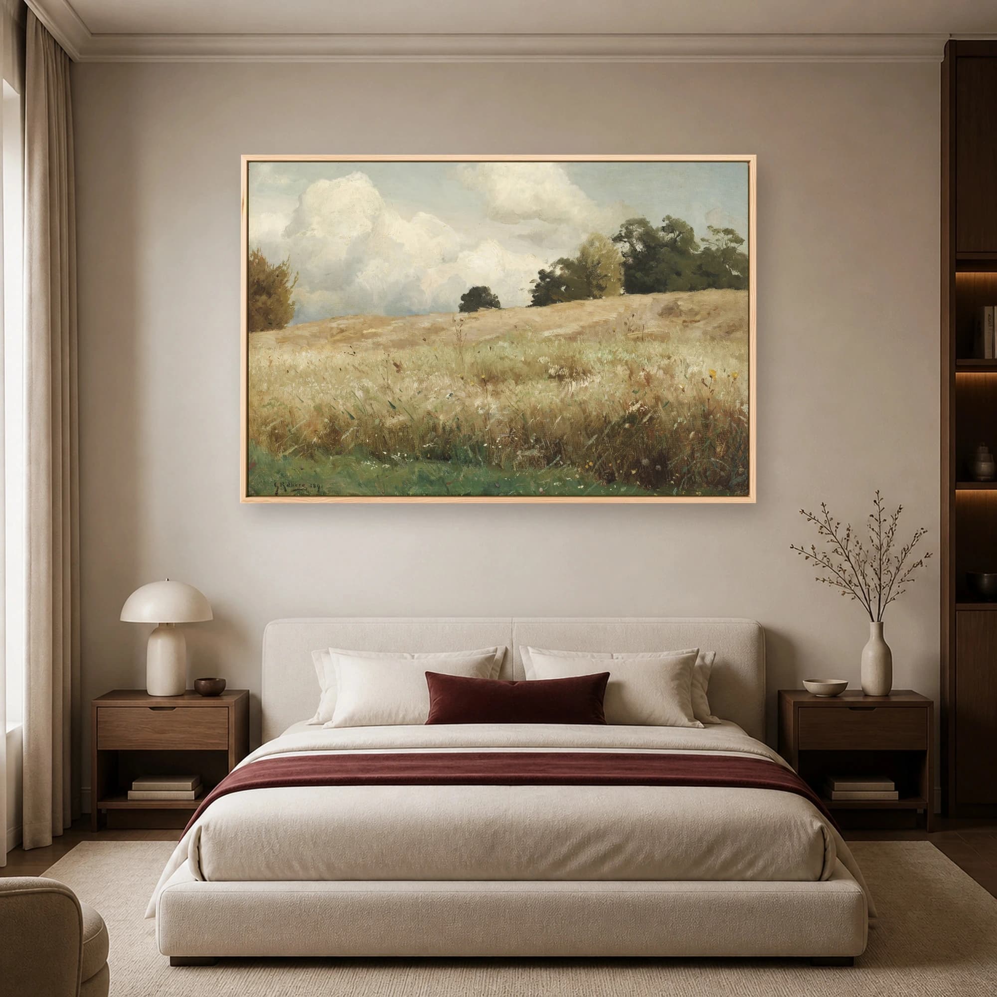 Landscape with Wheat Field and Clouds Fine Art Canvas Print, view 4