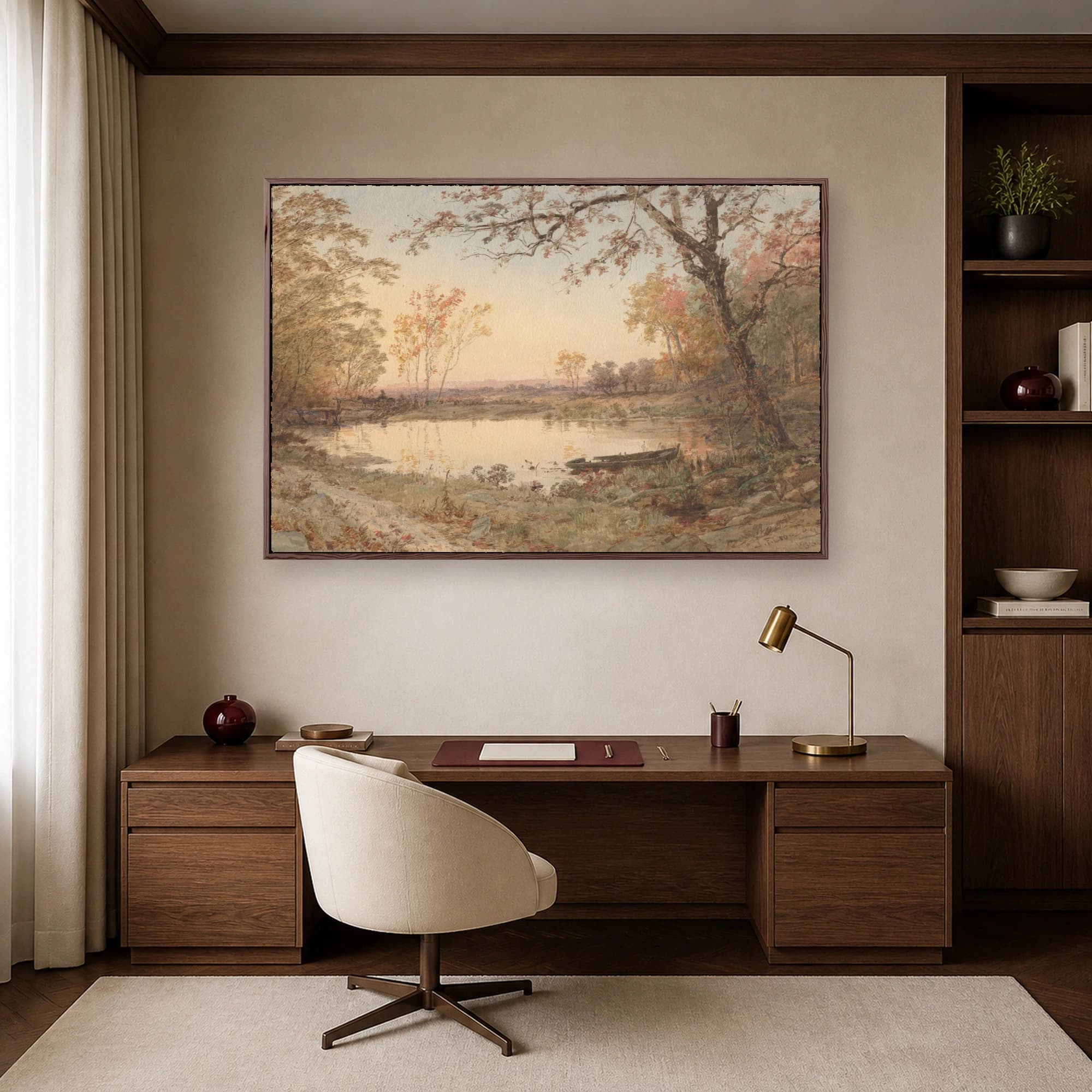 Vintage Autumn Landscape Watercolor Print, view 6
