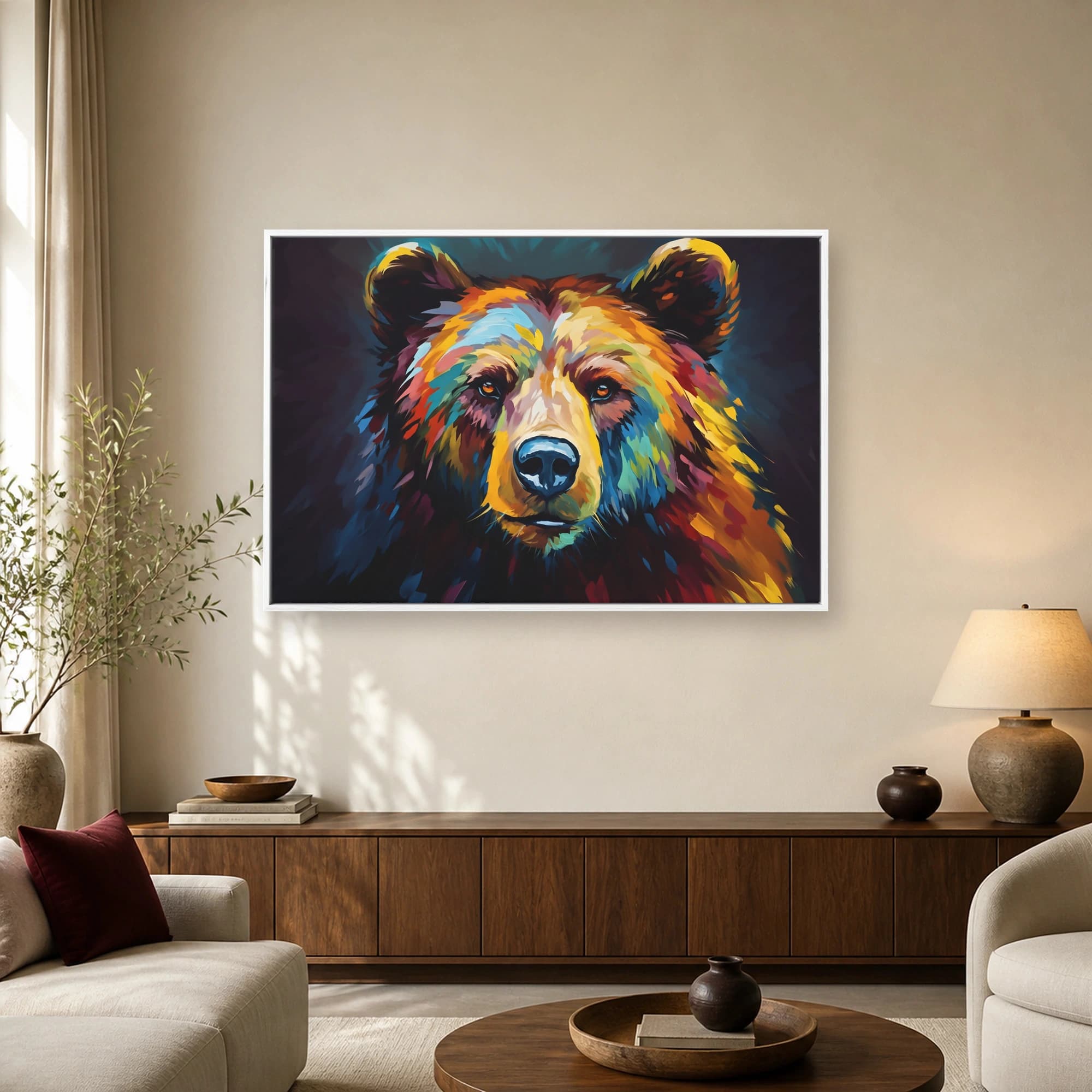 Prismatic Grizzly Bear Impasto Canvas Print, view 2