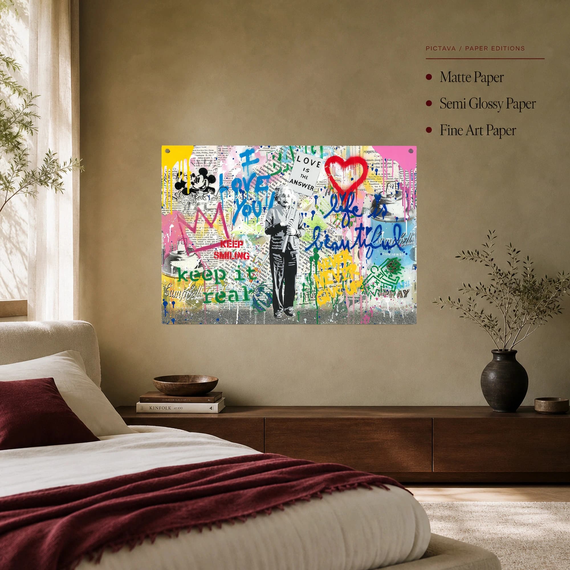 Einstein Love is the Answer Graffiti Canvas Print, view 7