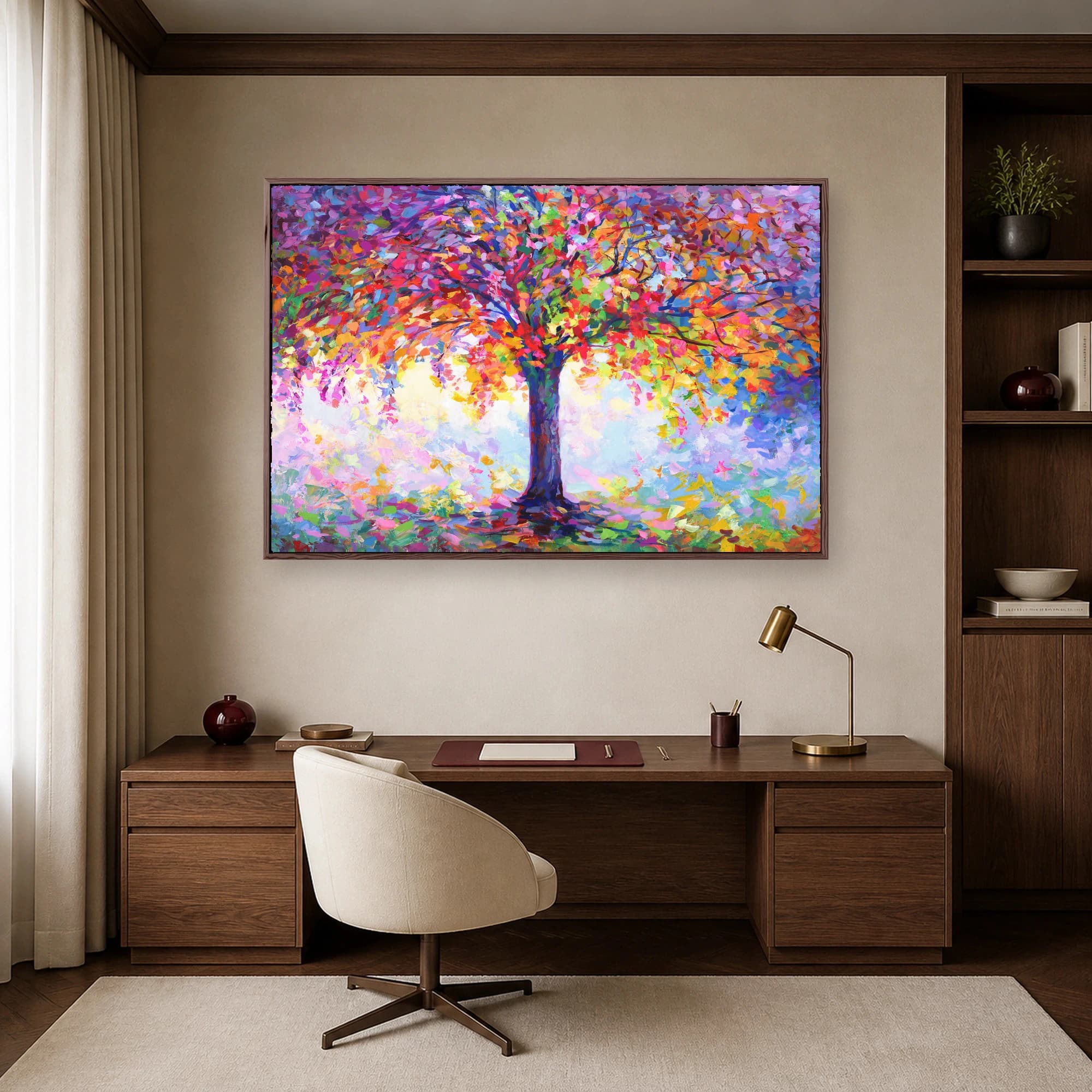 Vibrant Palette Knife Tree Abstract Canvas Print, view 7