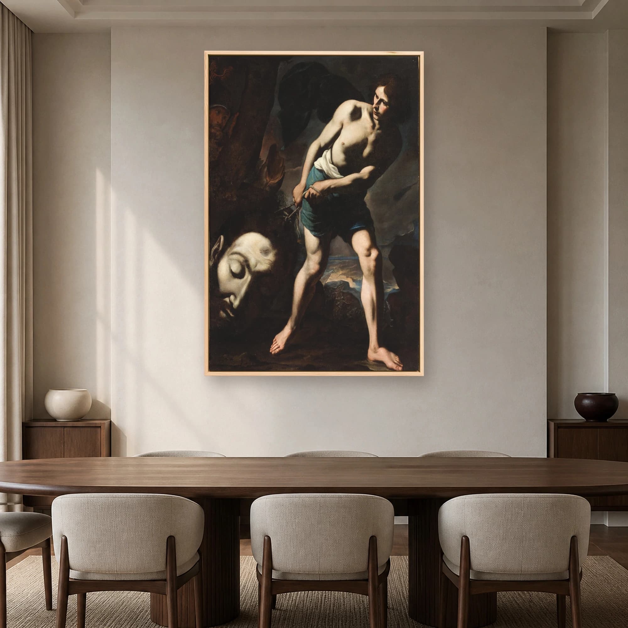 David with the Head of Goliath Baroque Fine Art Canvas Print, view 5