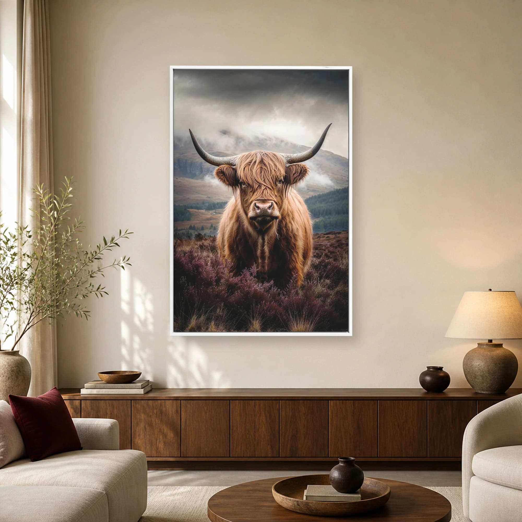 Highland Majesty Scottish Cattle Wildlife Portrait Canvas Print, view 2