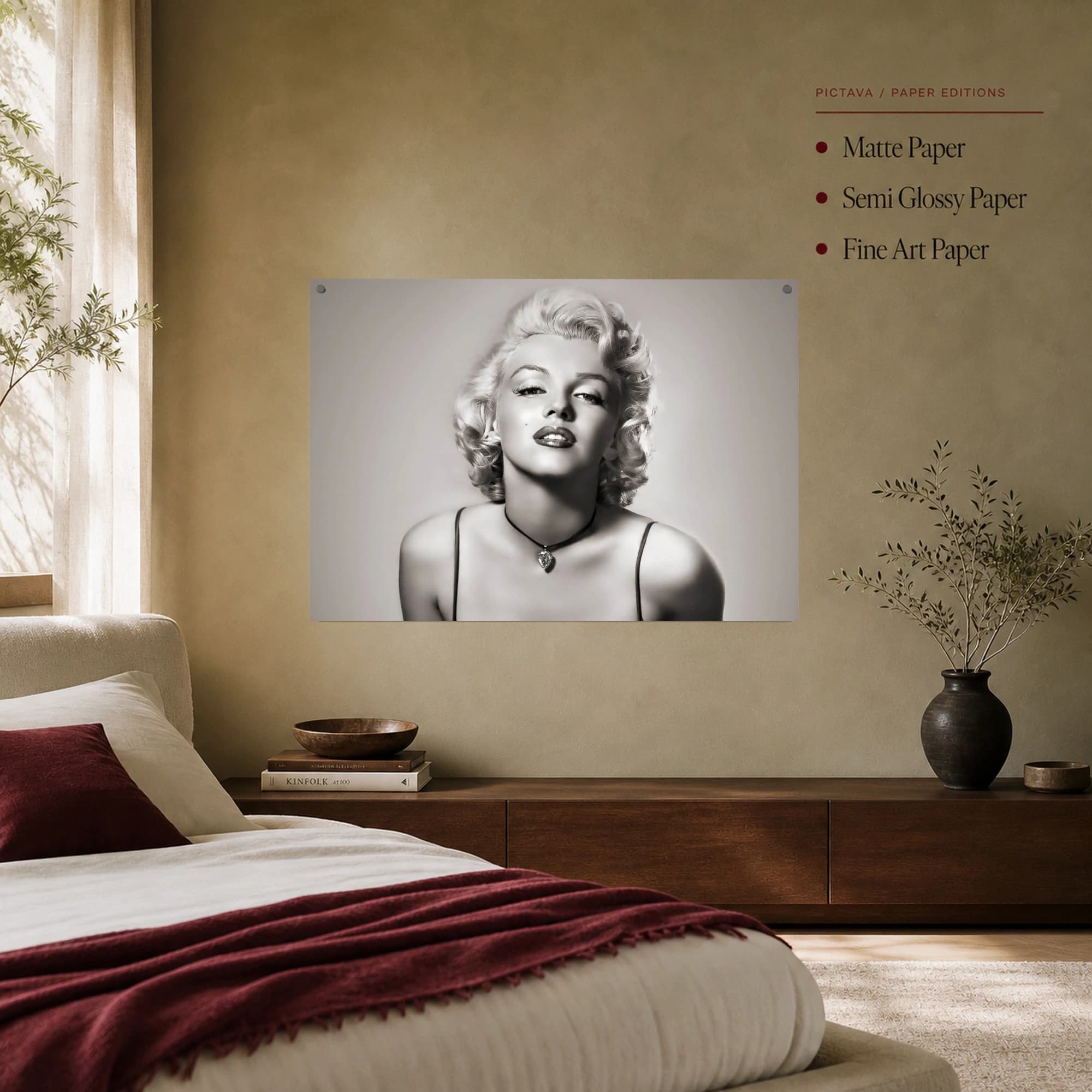 Classic Hollywood Glamour Icon Black and White Portrait Wall Art, view 7
