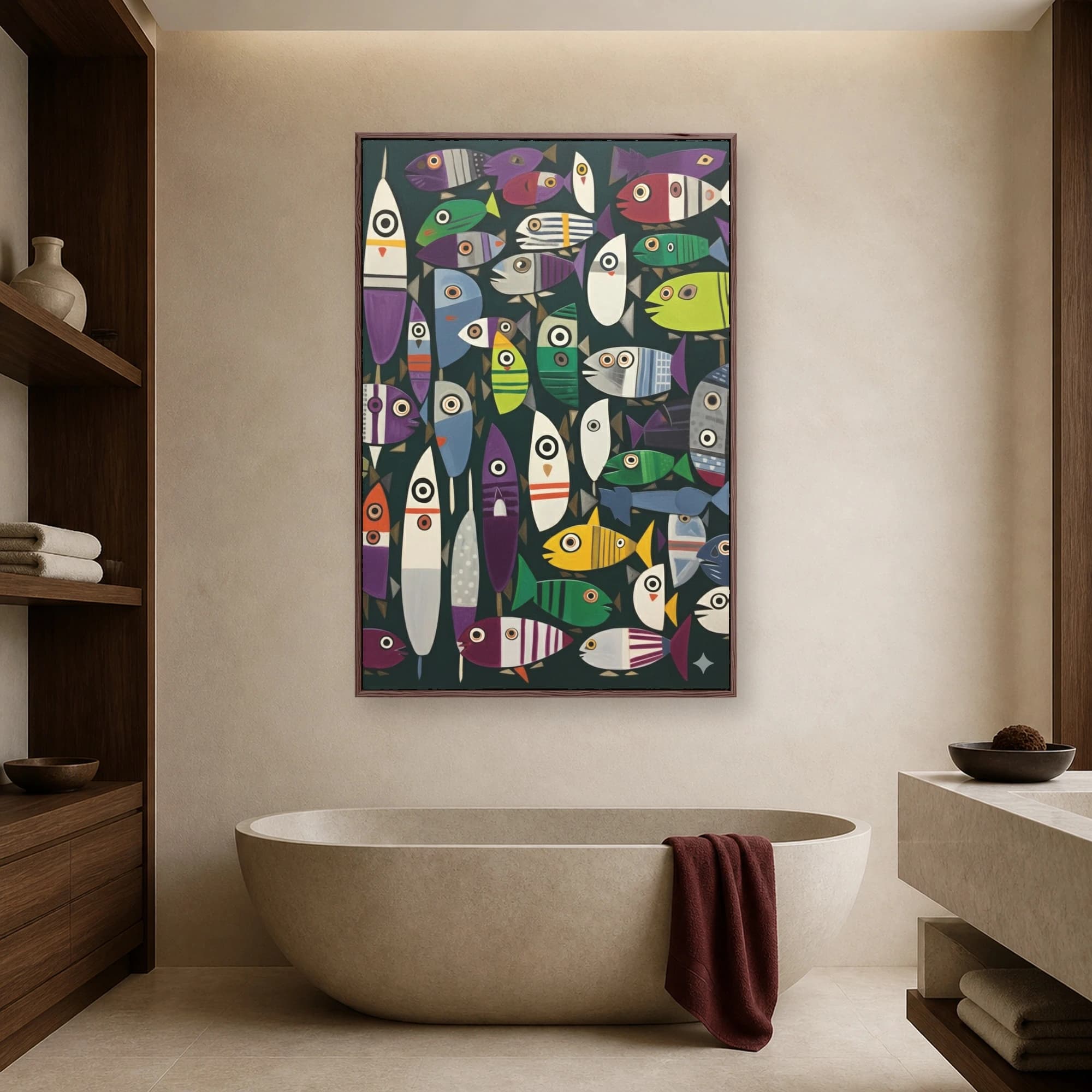 School of Abstract Fish Modern Whimsical Wall Art, view 5