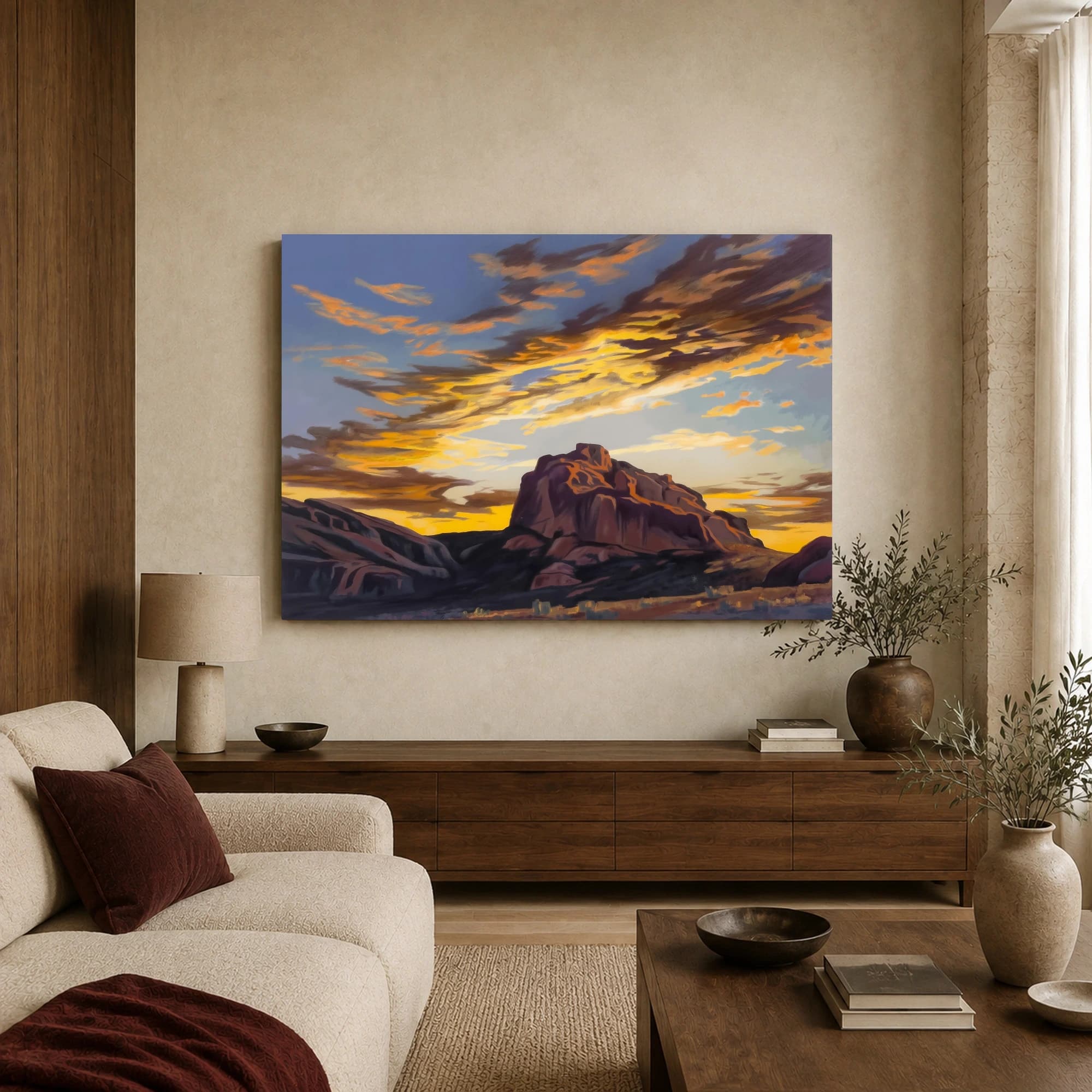 Desert Sunset Mesa Landscape Canvas Print, view 3