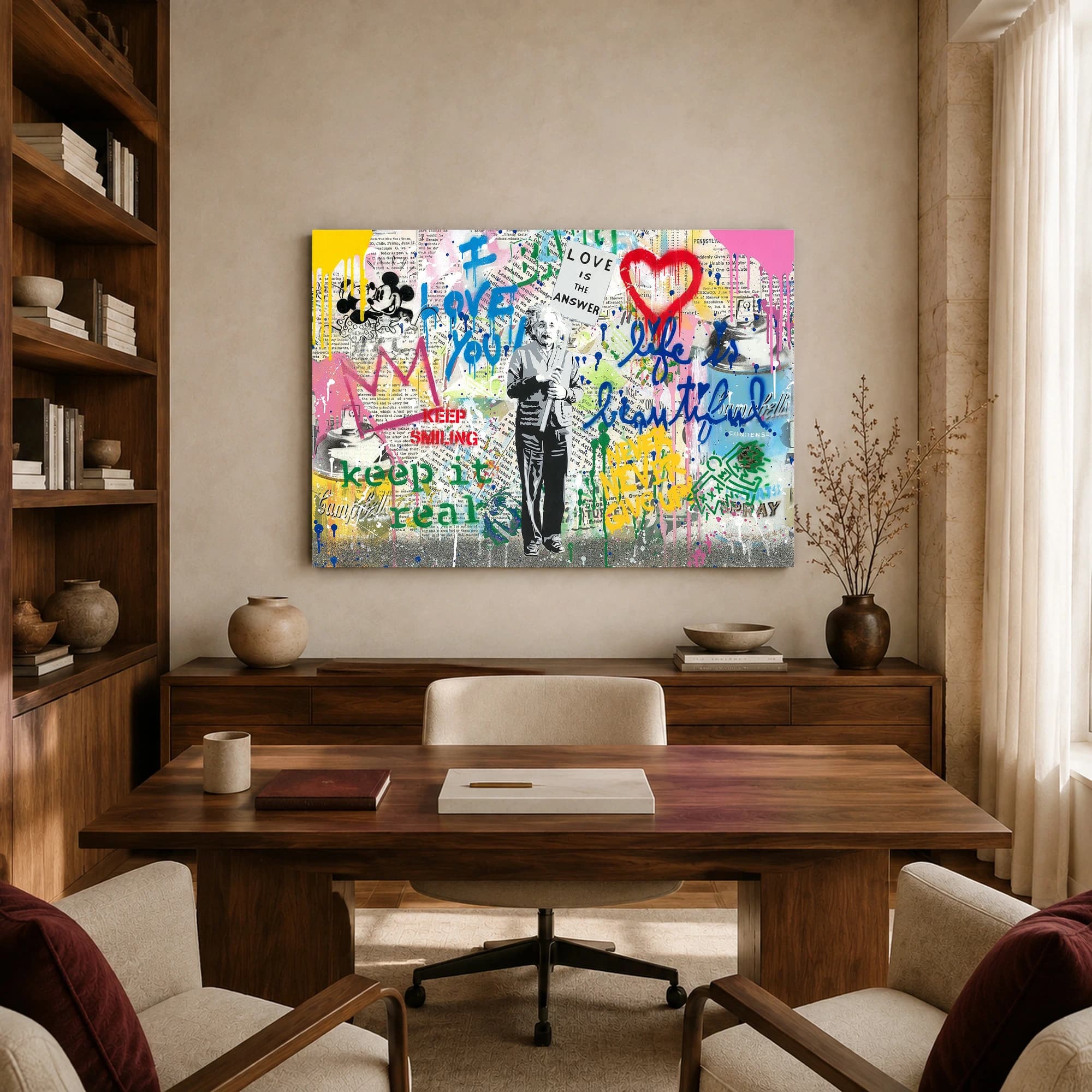 Einstein Love is the Answer Graffiti Canvas Print, view 8
