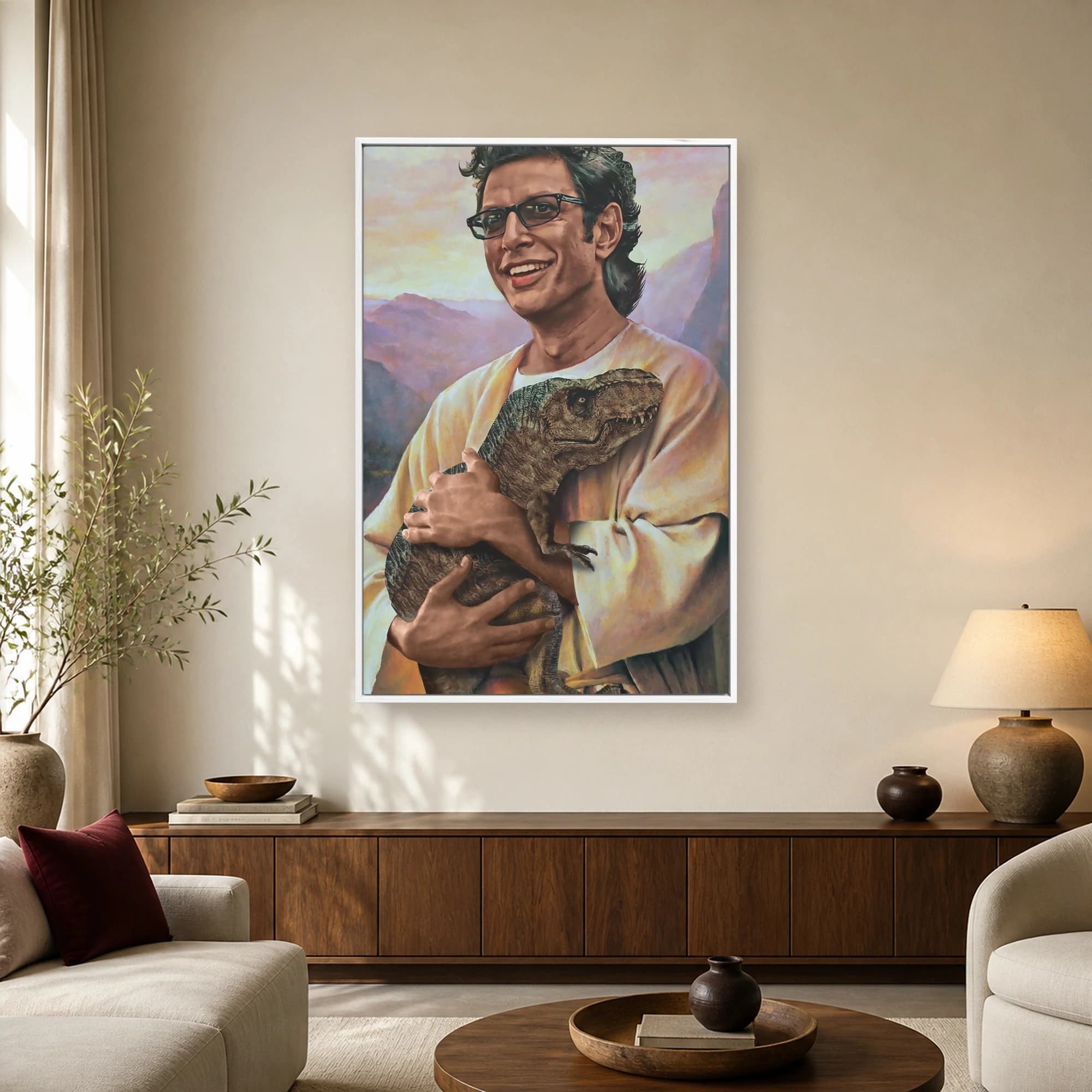 Jeff Goldblum Dinosaur Parody Canvas Print, view 2