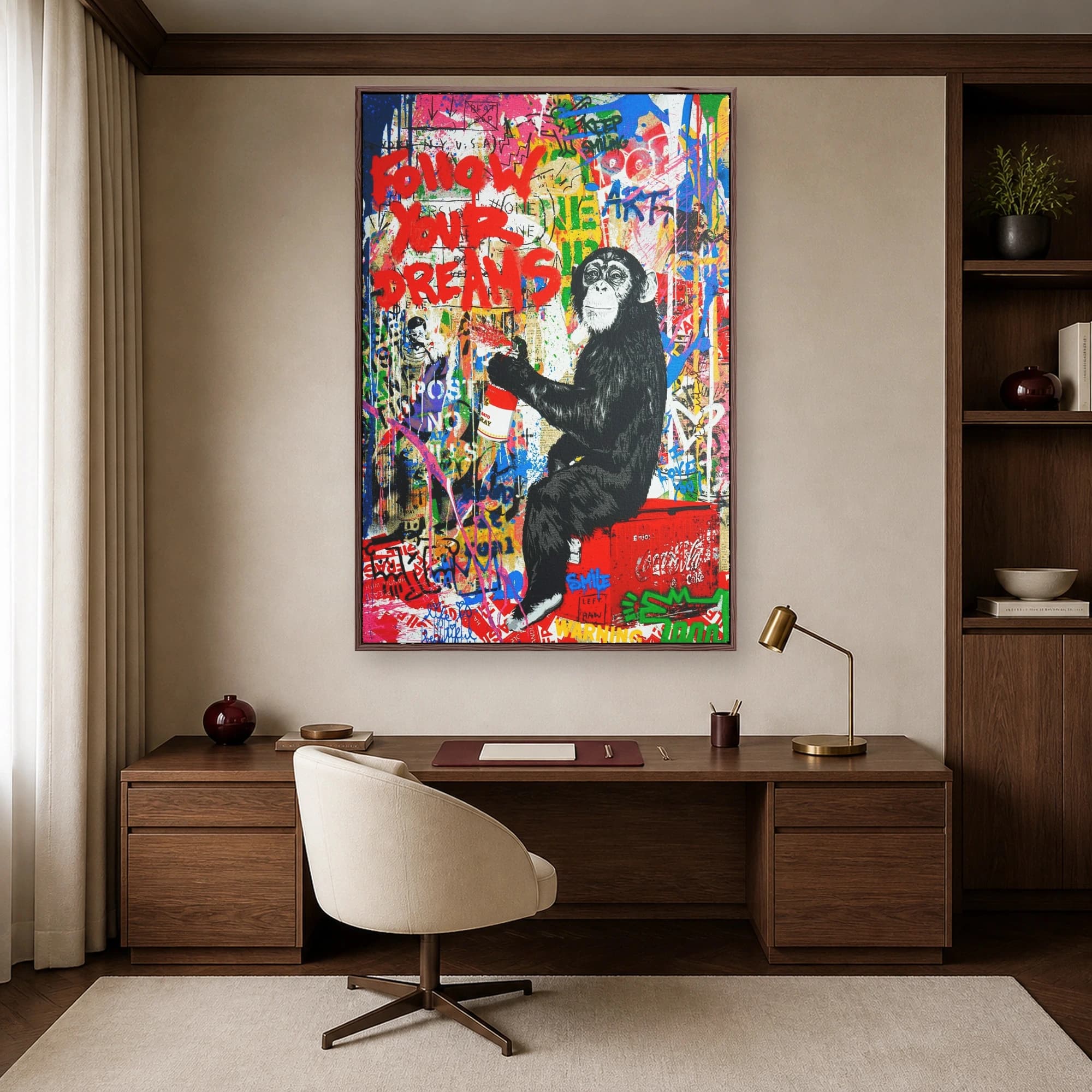 Graffiti Chimpanzee Street Art Canvas Print, view 5