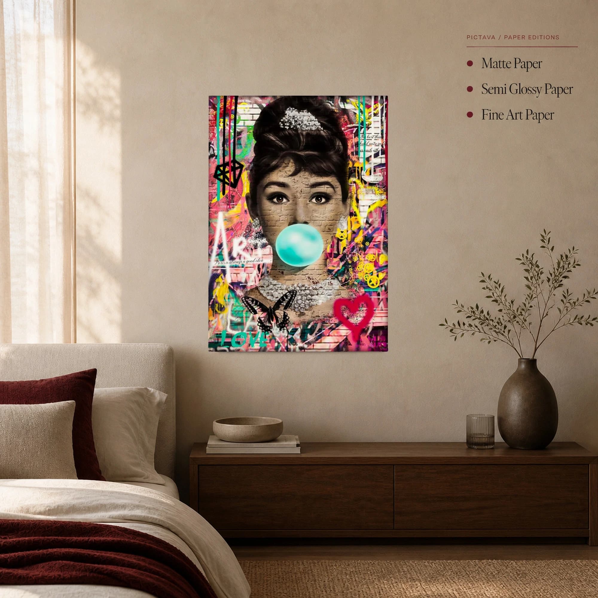 Audrey Hepburn Bubblegum Pop Art Canvas Print, view 3