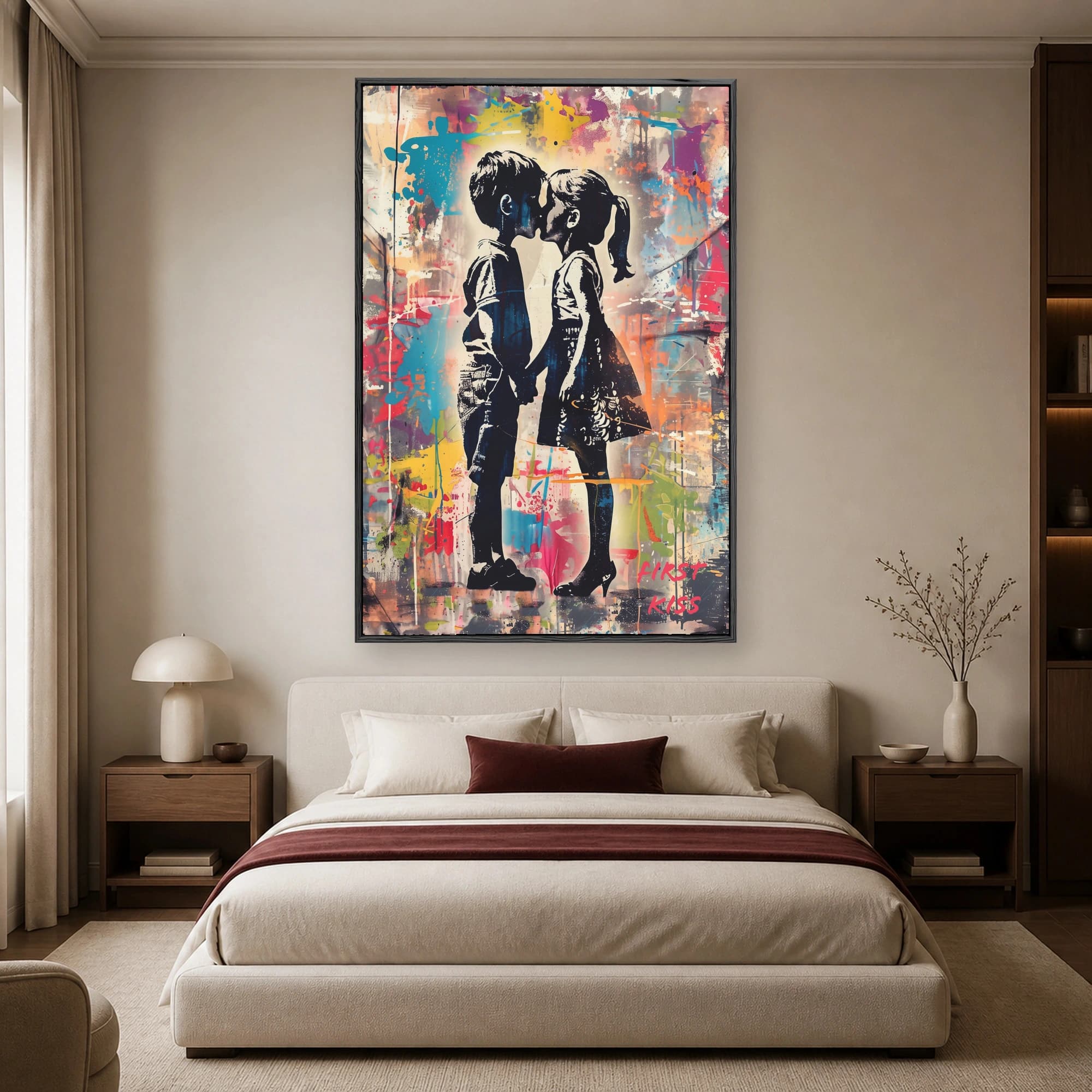 First Kiss Street Art Canvas Print, view 5