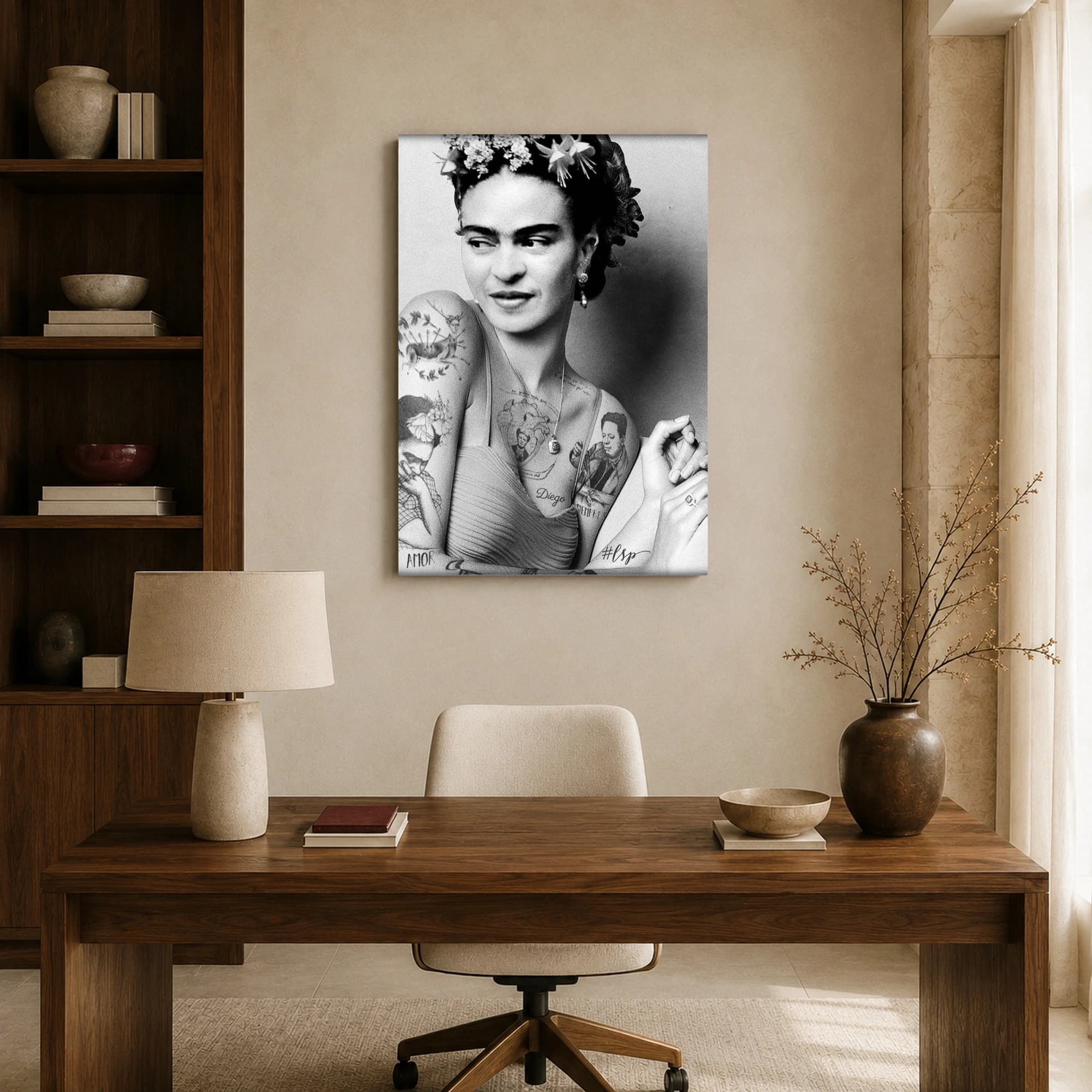 Frida Kahlo Vintage Portrait Canvas Print, view 8