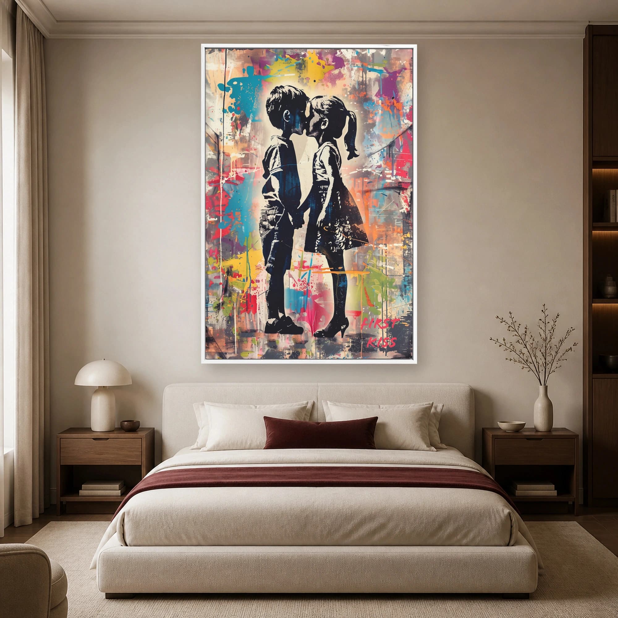 First Kiss Street Art Canvas Print, view 3