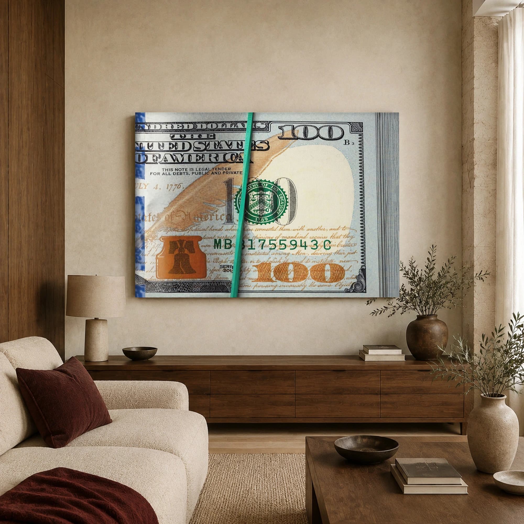 One Hundred Dollar Bill Macro Wall Art Print, view 3