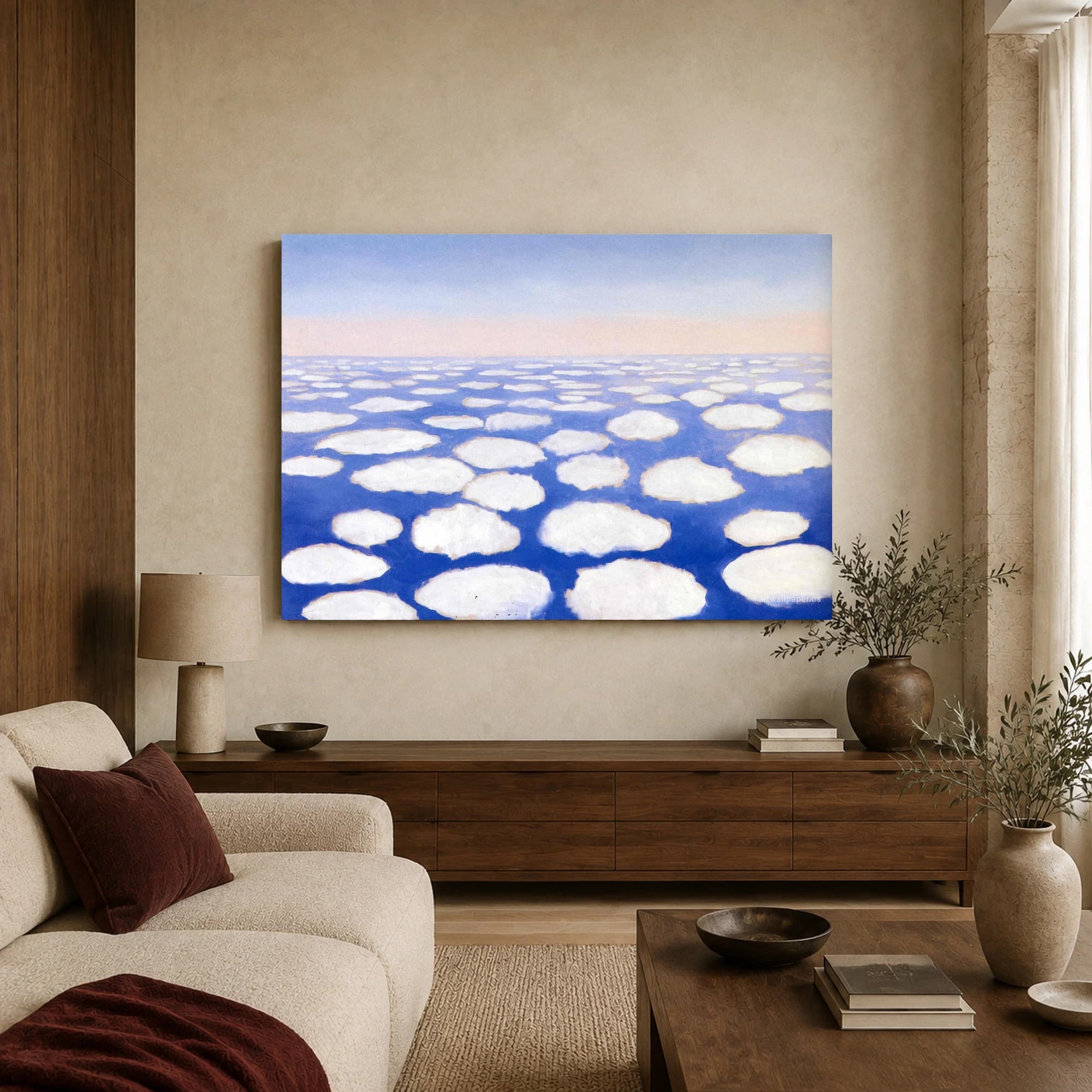 Surreal Blue Sky Floating Clouds Landscape Wall Art, view 2