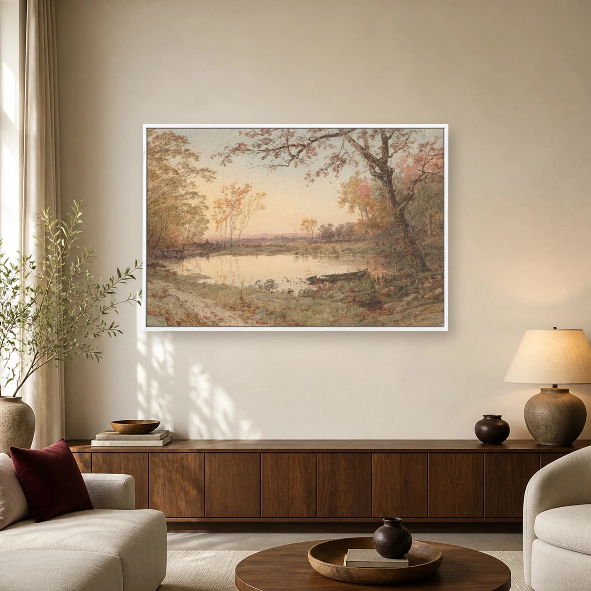 Vintage Autumn Landscape Watercolor Print, view 2