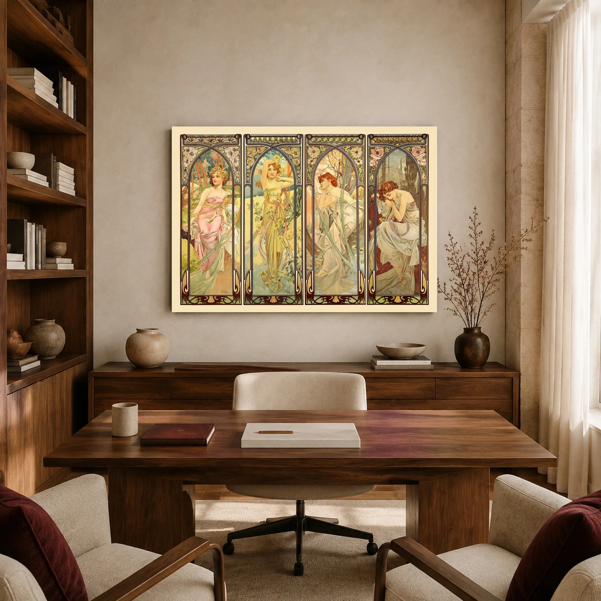 Alphonse Mucha The Times of the Day Four-Panel Vintage Art Print, view 7
