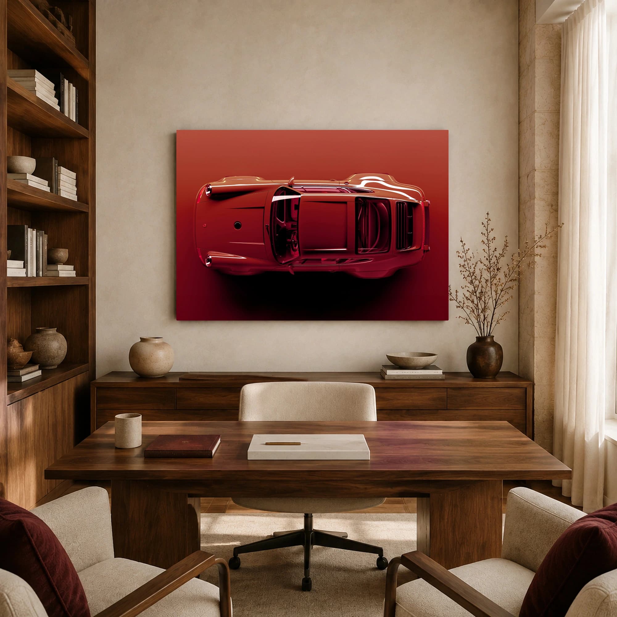 Red Porsche Overhead Sports Car Wall Art, view 8
