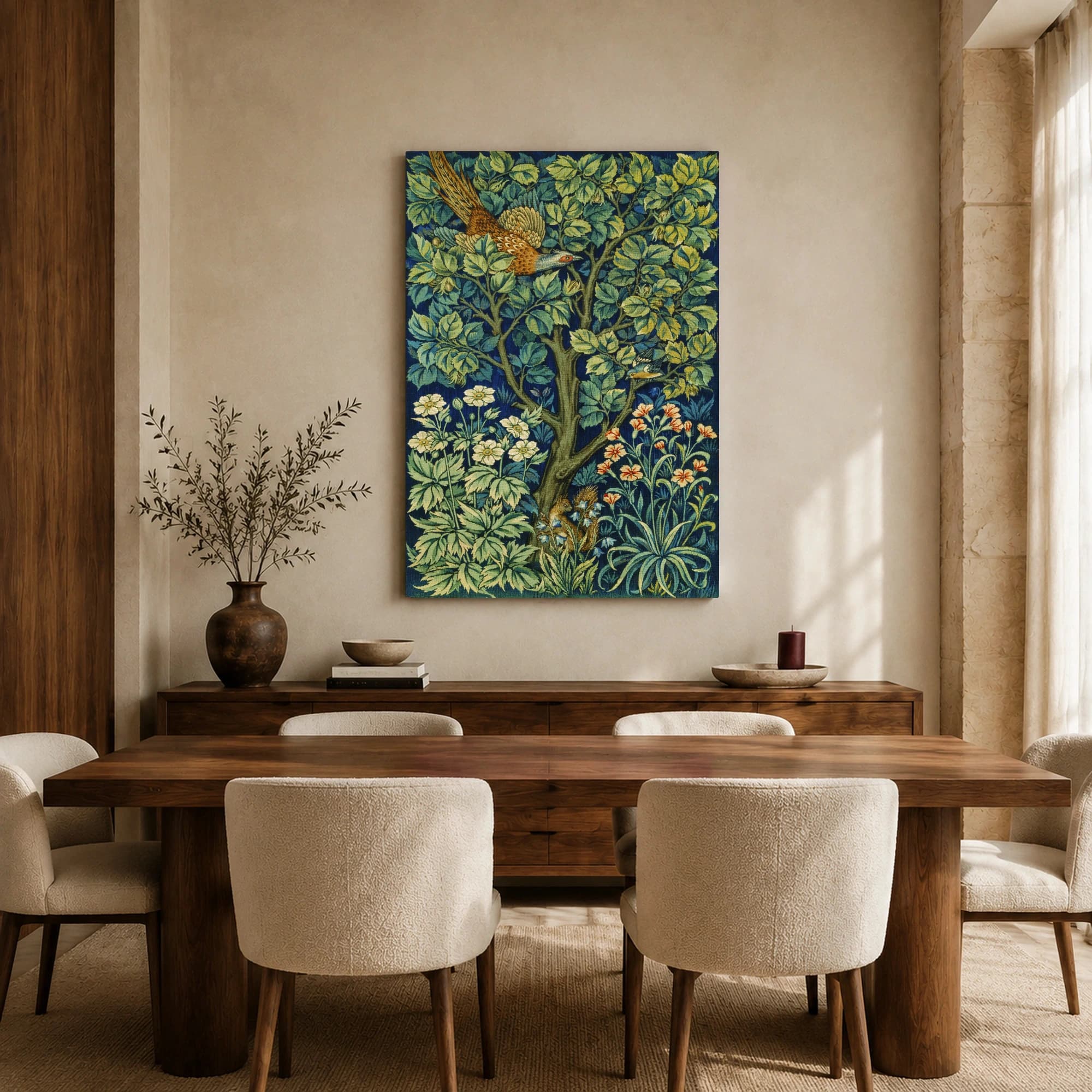 The Woodpecker William Morris Vintage Botanical Tapestry Wall Art, view 6