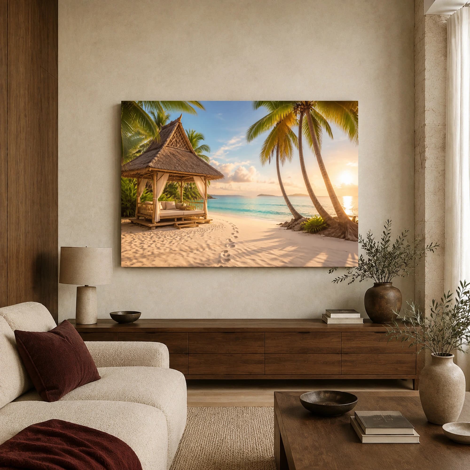 Tropical Sunset Beach Pavilion Wall Art, view 3