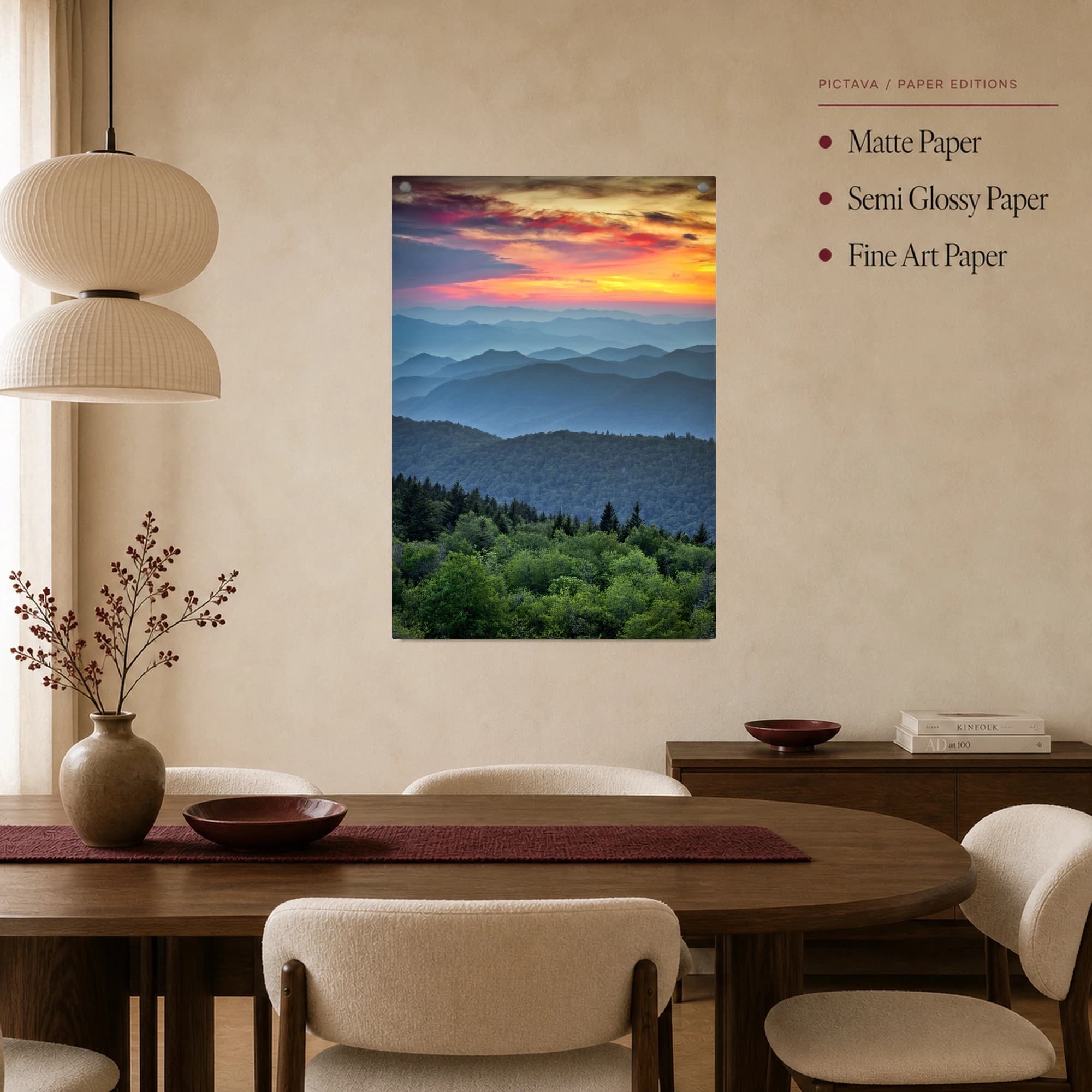 Sunset Over Blue Ridge Mountains Vertical Fine Art Print, view 3
