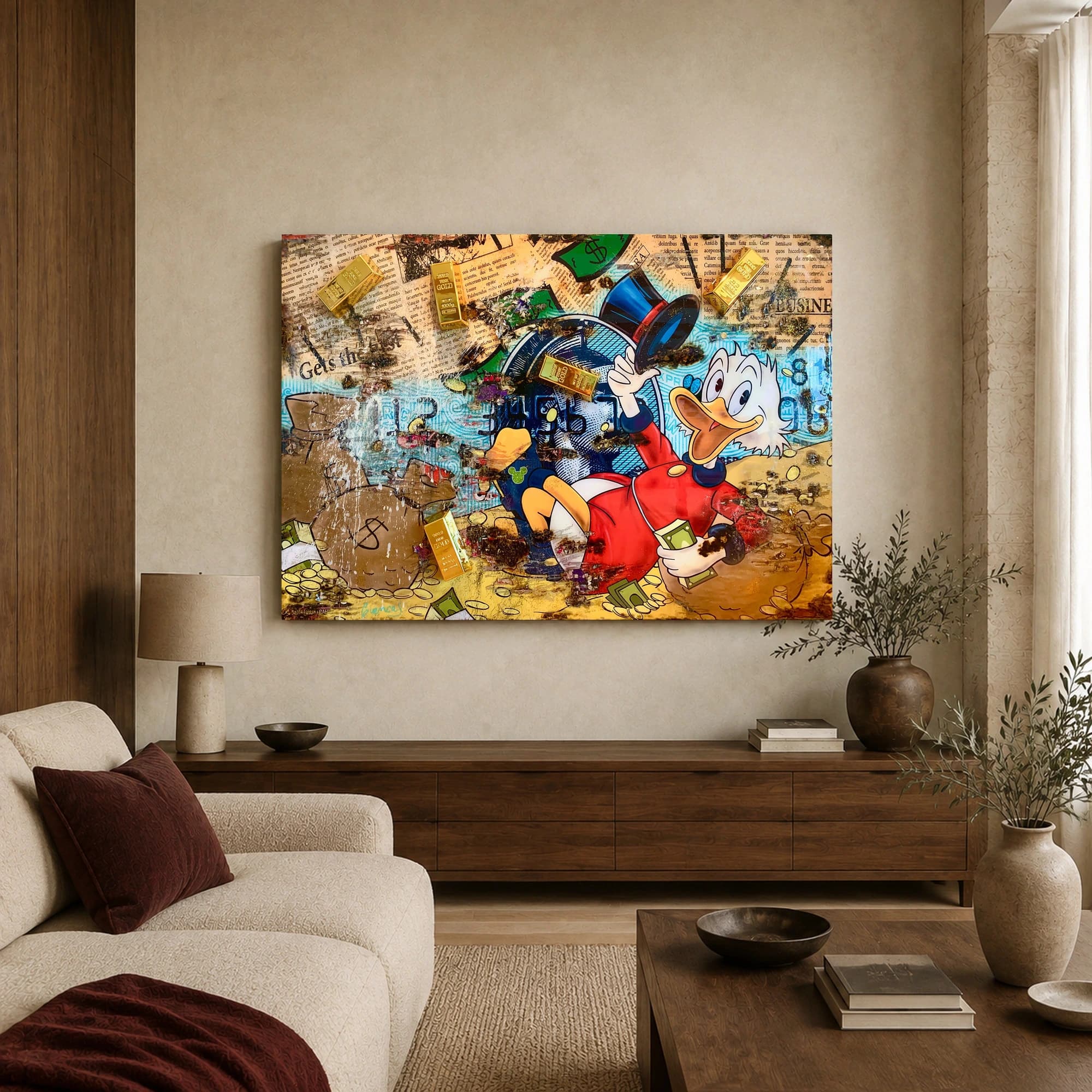 Golden Wealth Pop Art Mixed Media Canvas Print, view 3