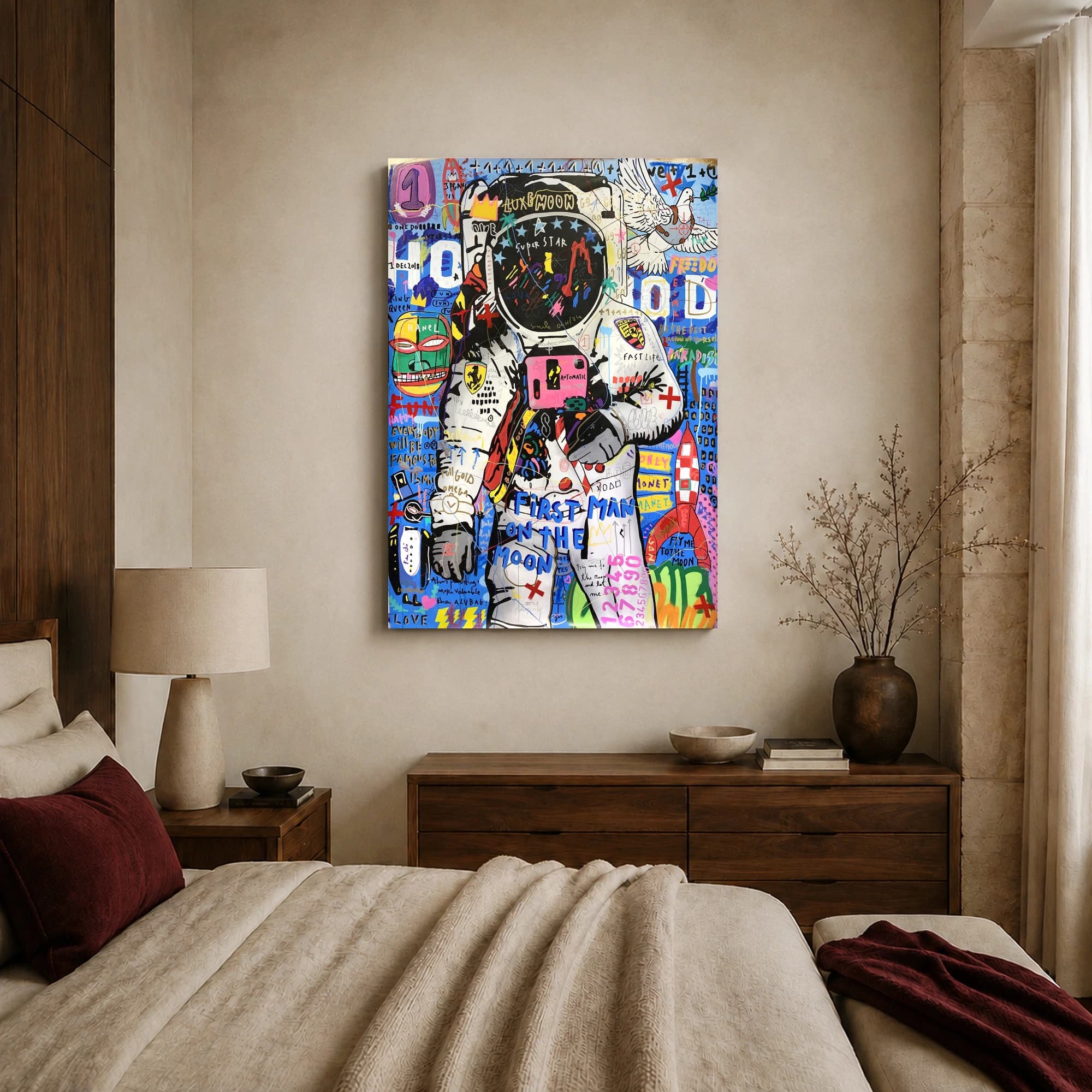 First Man On The Moon Astronaut Pop Art Canvas Print, view 4