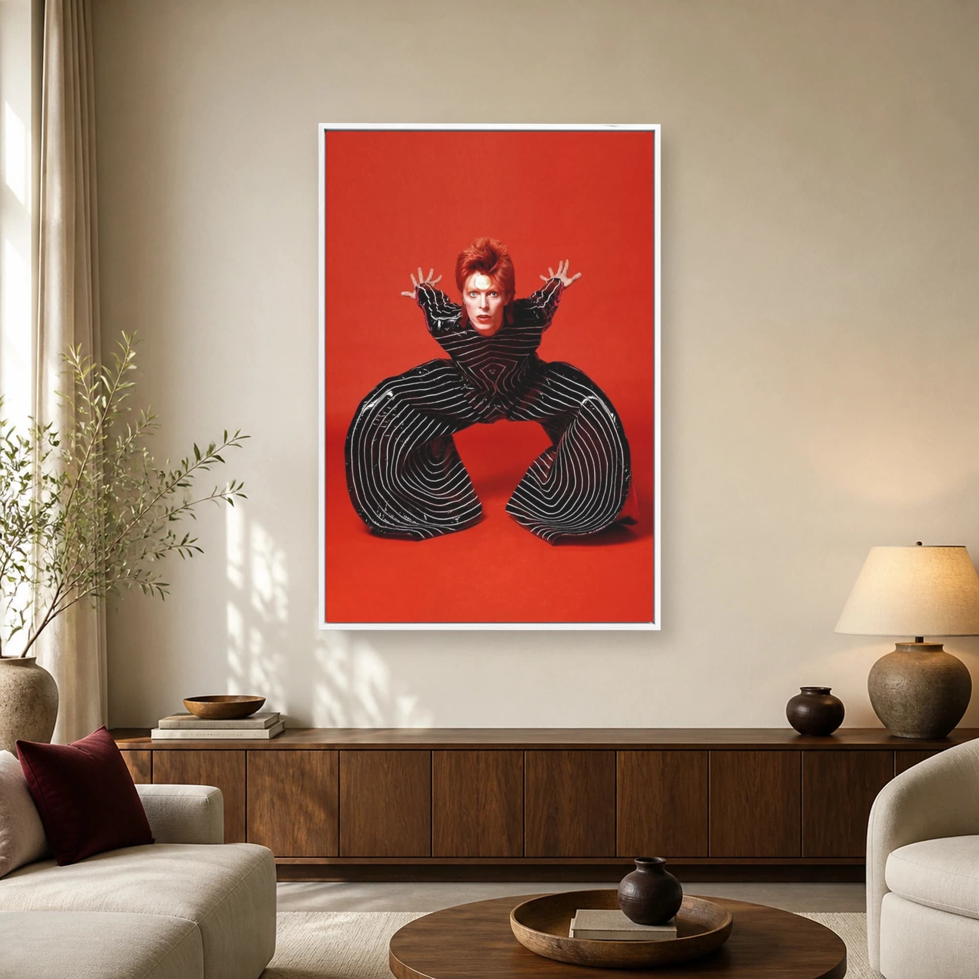 David Bowie Iconic Striped Jumpsuit Portrait Art Print, view 2