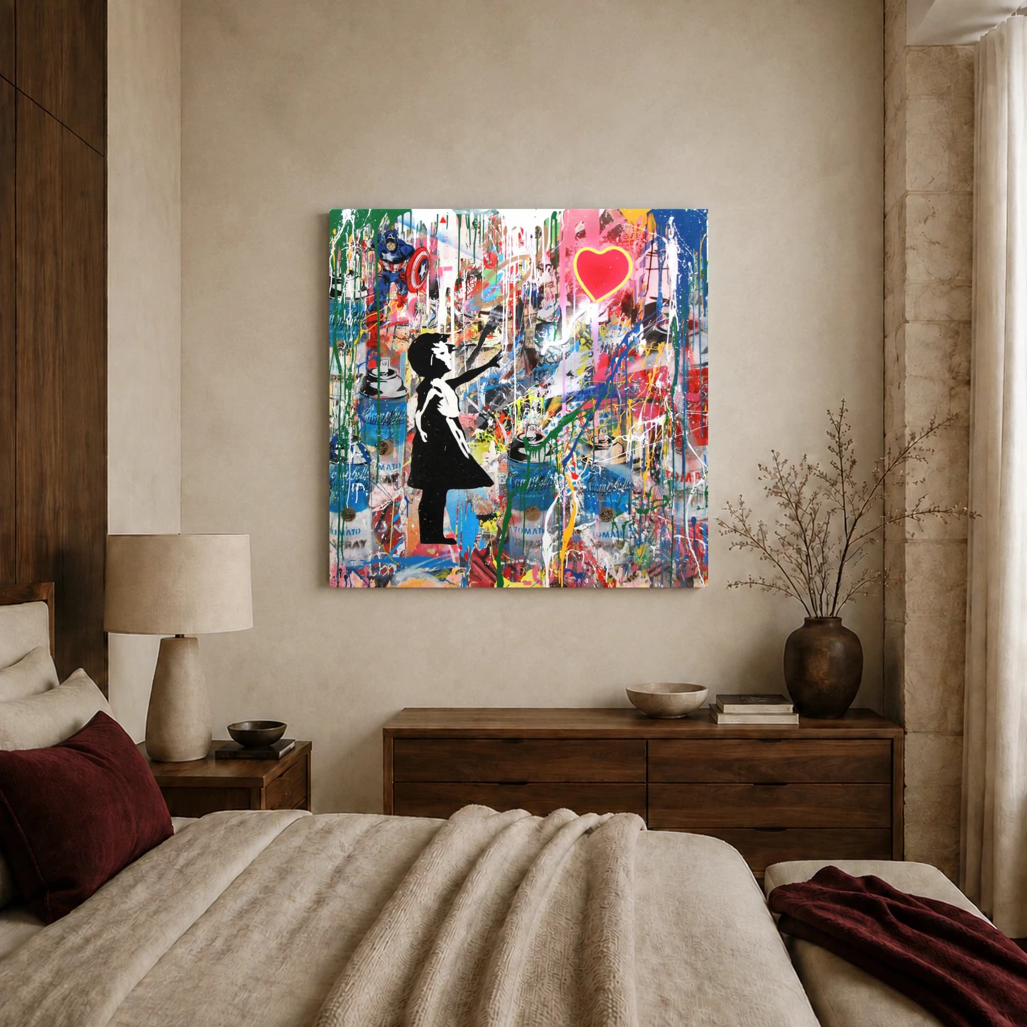 Urban Street Art Canvas Print with Heart Balloon, view 2