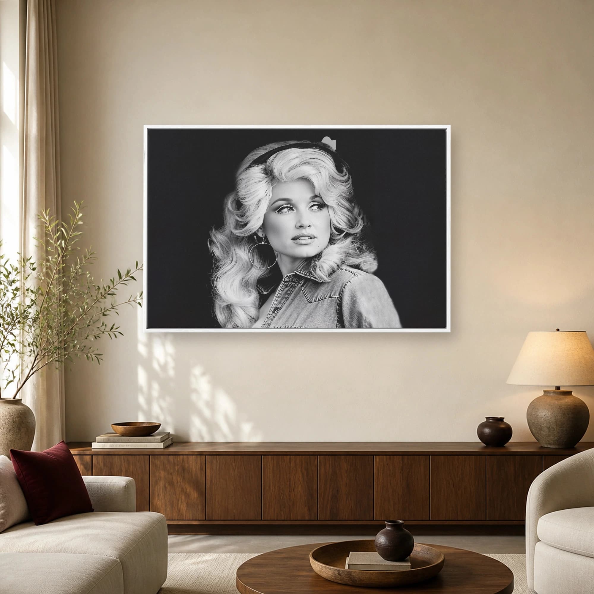 Dolly Parton Black and White Portrait Wall Art, view 2