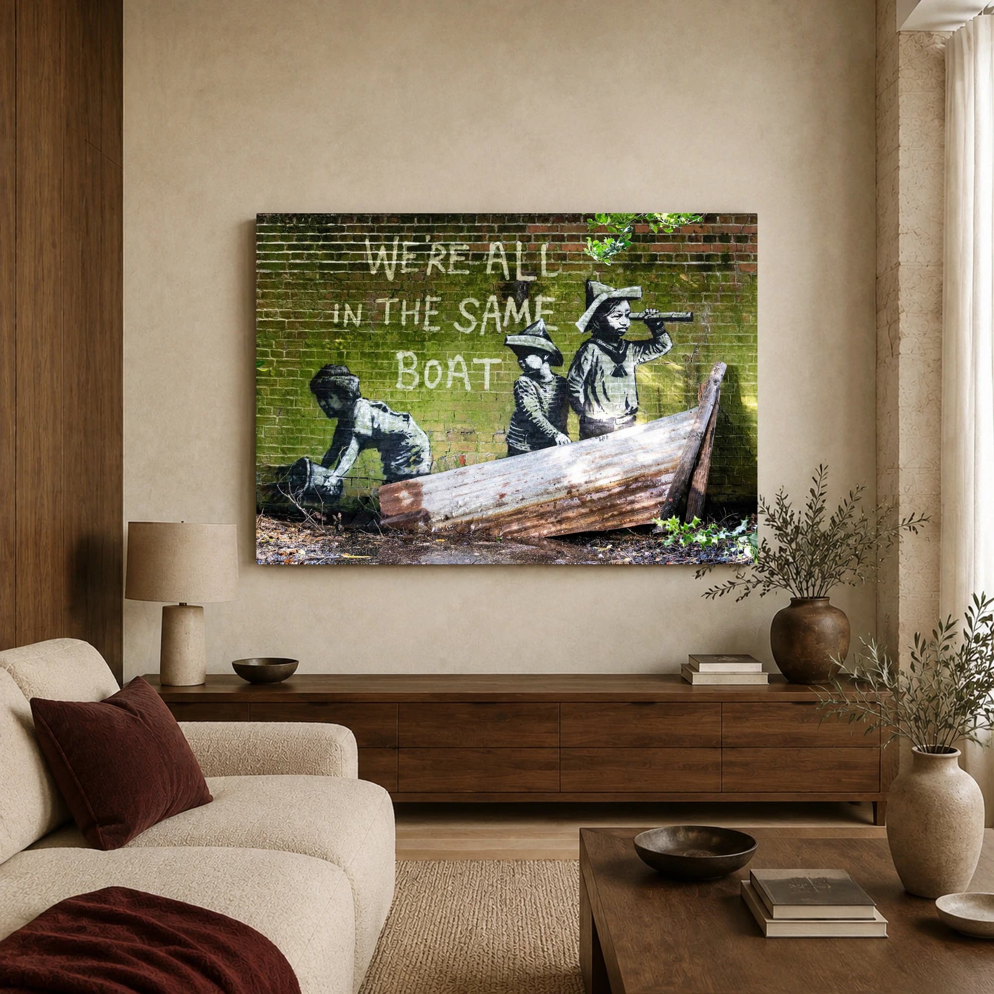We're All in the Same Boat Street Art Canvas Print, view 3