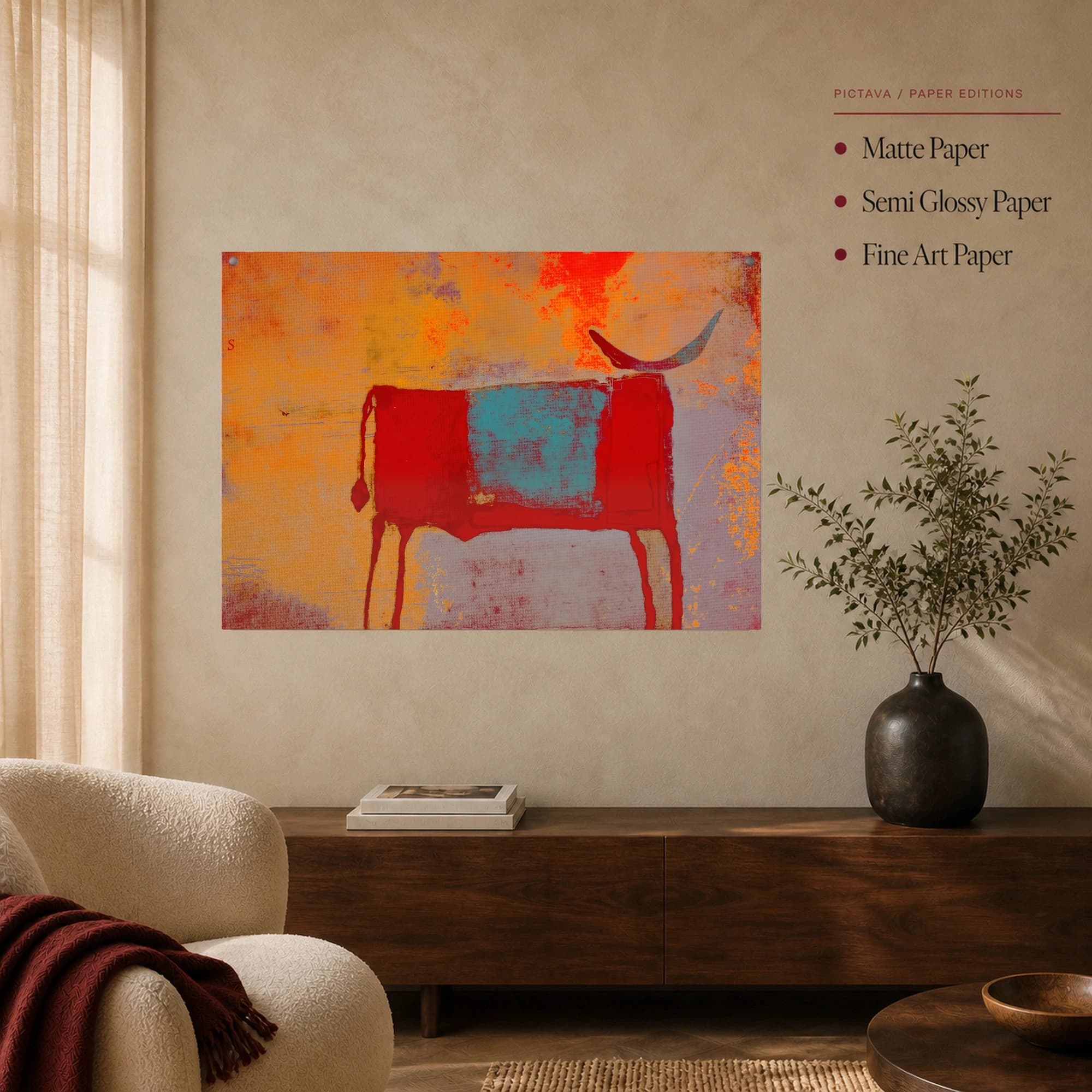 Abstract Red Bull Canvas Art Print, view 6