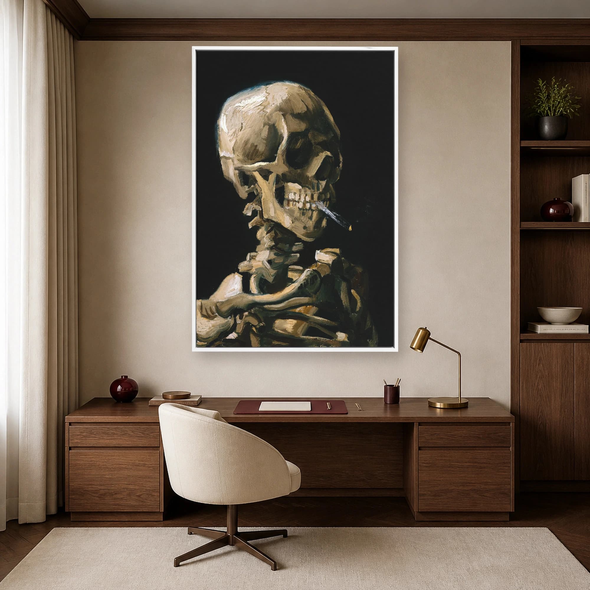 Skull with a Burning Cigarette Van Gogh Fine Art Print, view 3